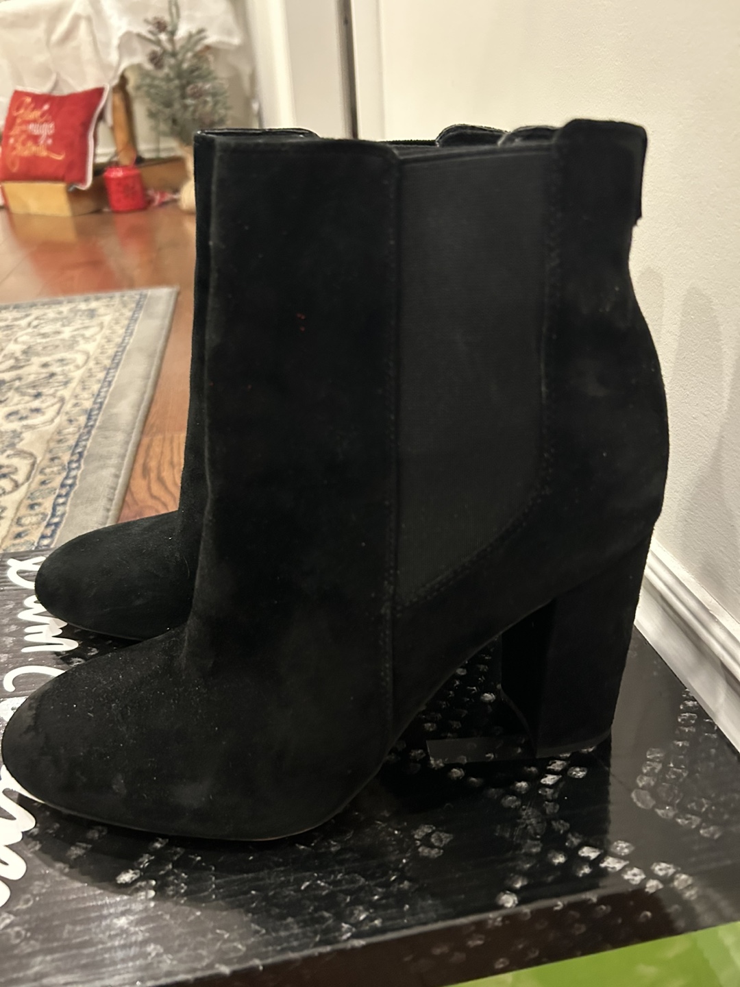Sam Edelman Black Suede Block Heel Ankle Boots - photo 2