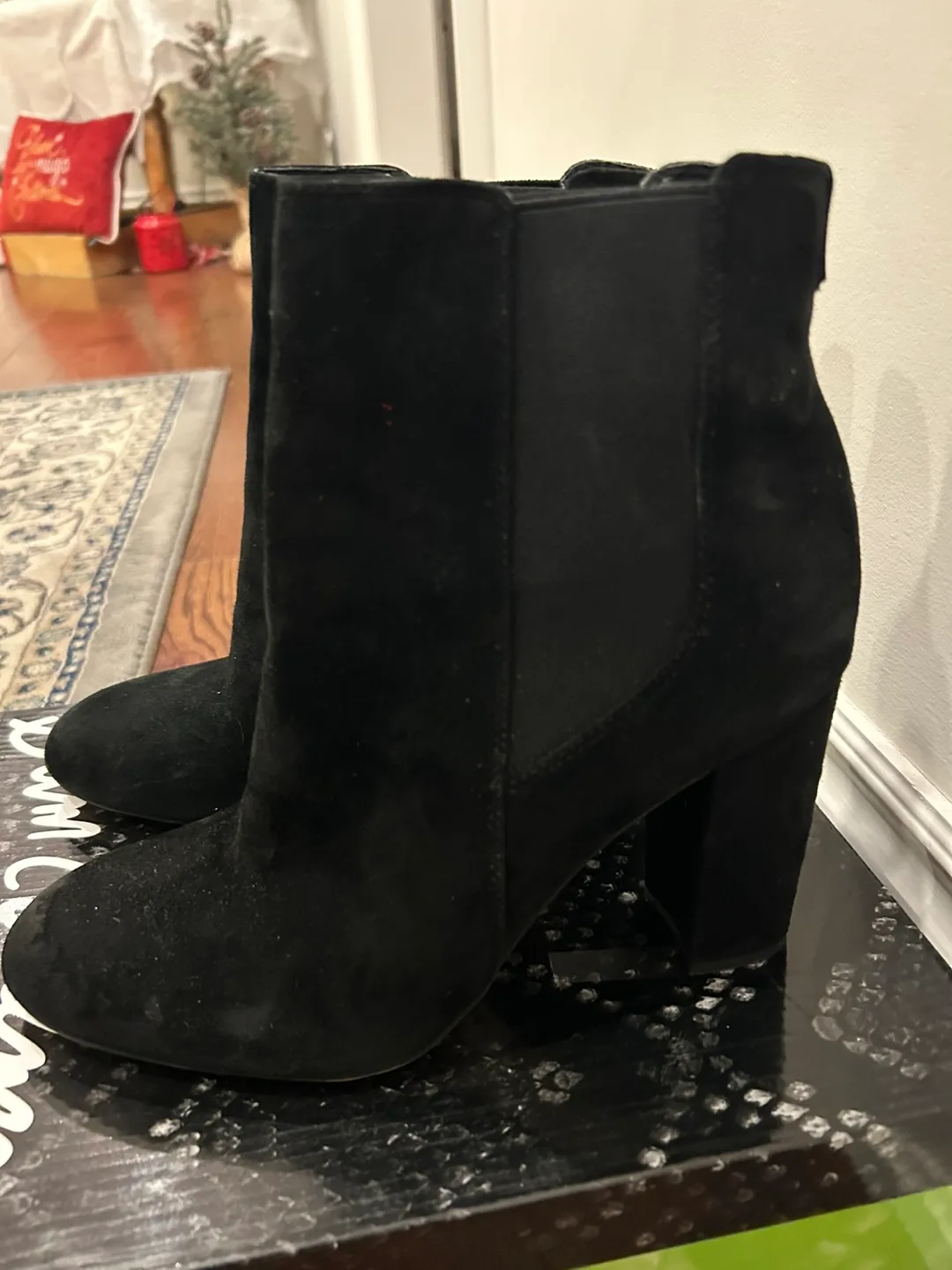 Sam Edelman Black Suede Block Heel Ankle Boots image indicator(2)