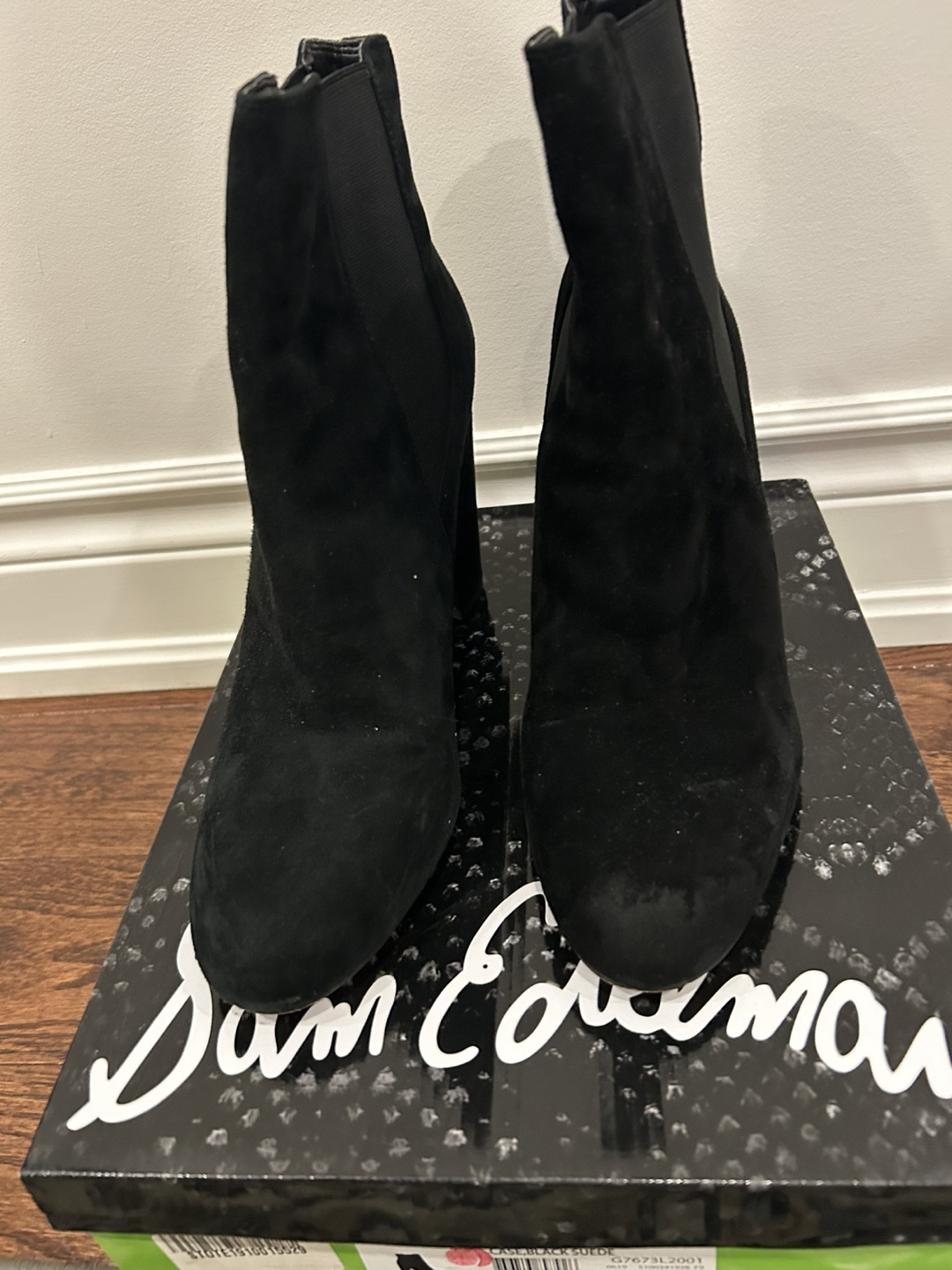 Sam Edelman Black Suede Block Heel Ankle Boots