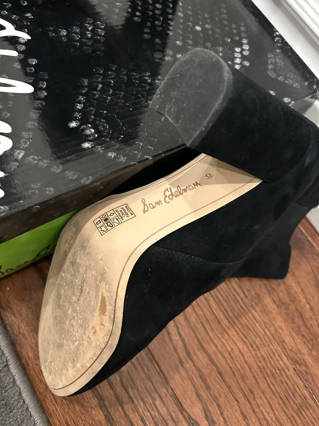 Sam Edelman Black Suede Block Heel Ankle Boots image indicator(3)