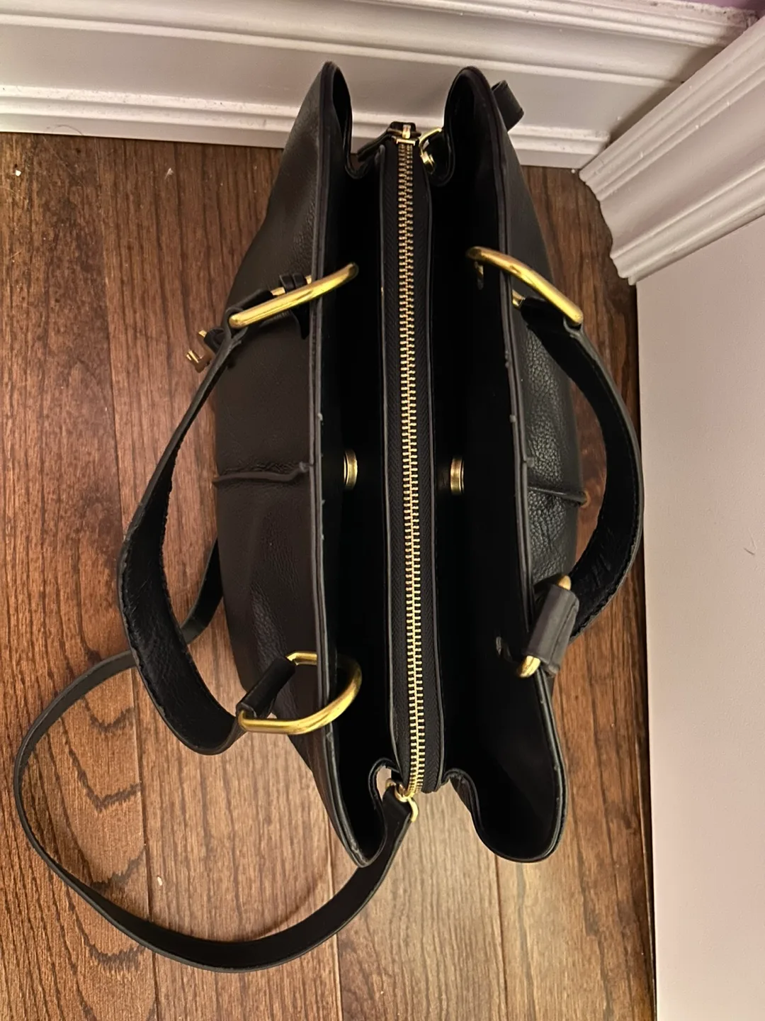 Fossil Black Leather Tote Bag image indicator(2)