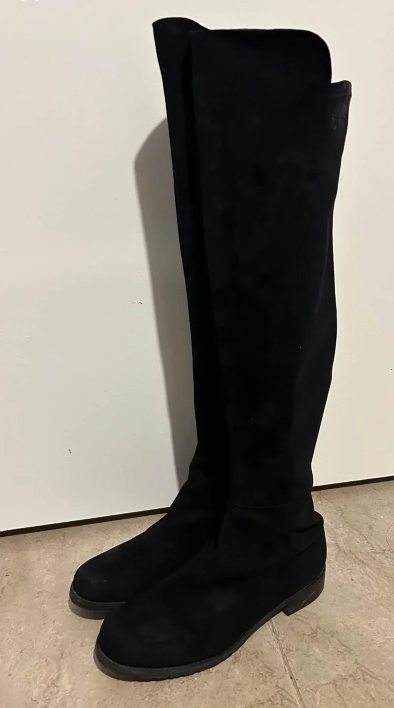 Stuart Weitzman Black Over-the-Knee Suede Boots - Size 6 image indicator(2)