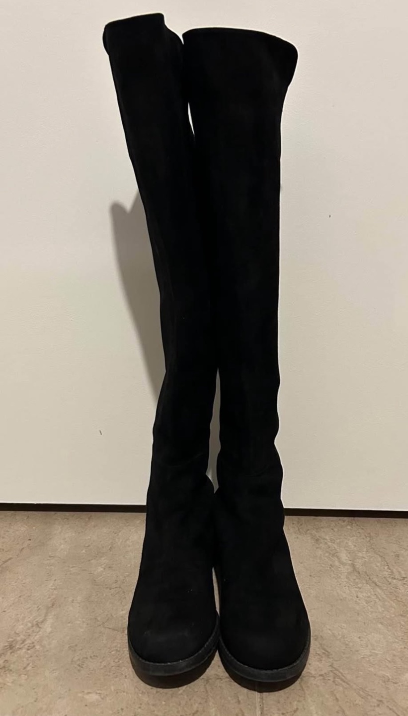 Stuart Weitzman Black Over-the-Knee Suede Boots - Size 6