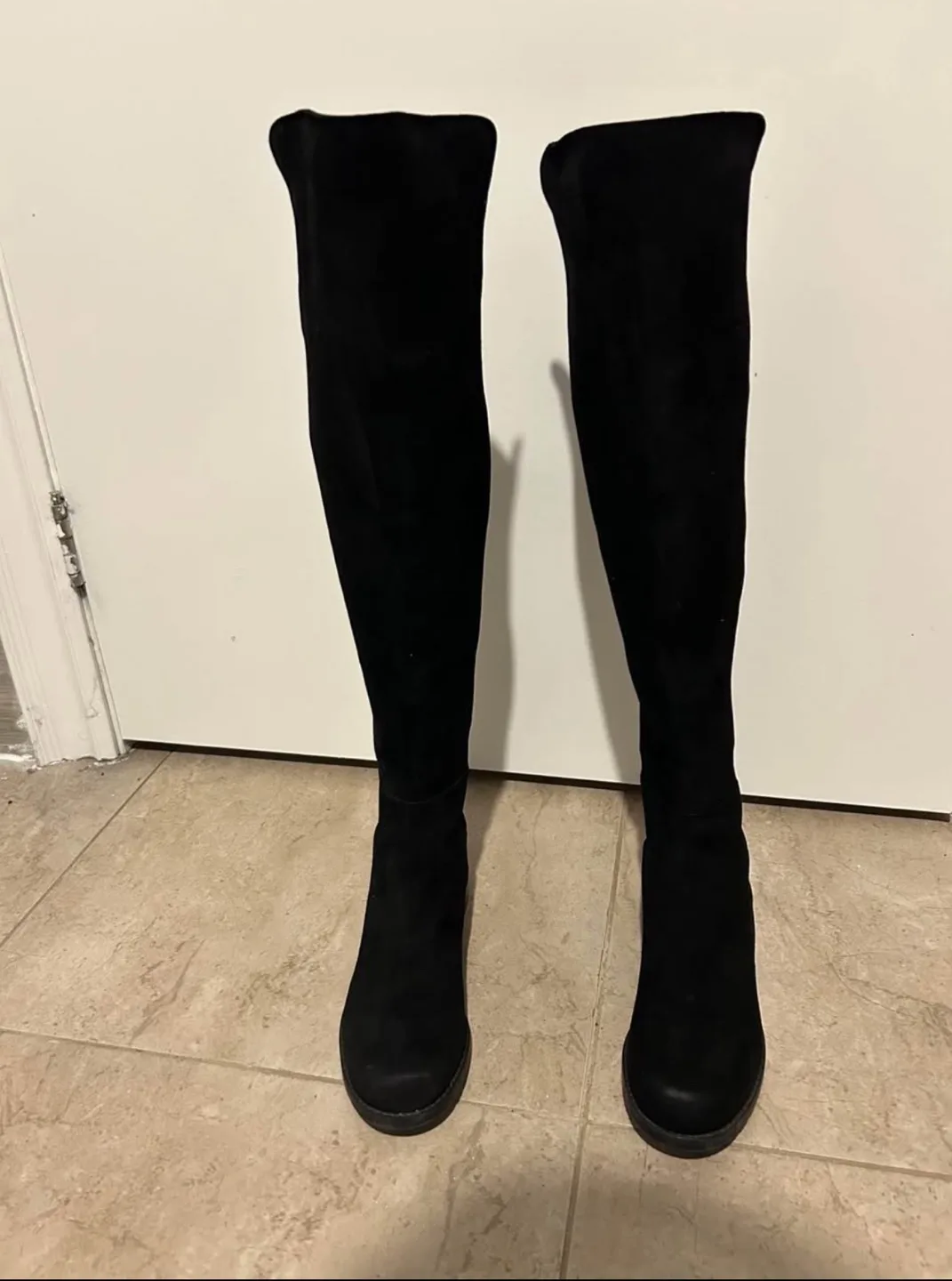 Stuart Weitzman Black Over-the-Knee Suede Boots - Size 6 image indicator(4)