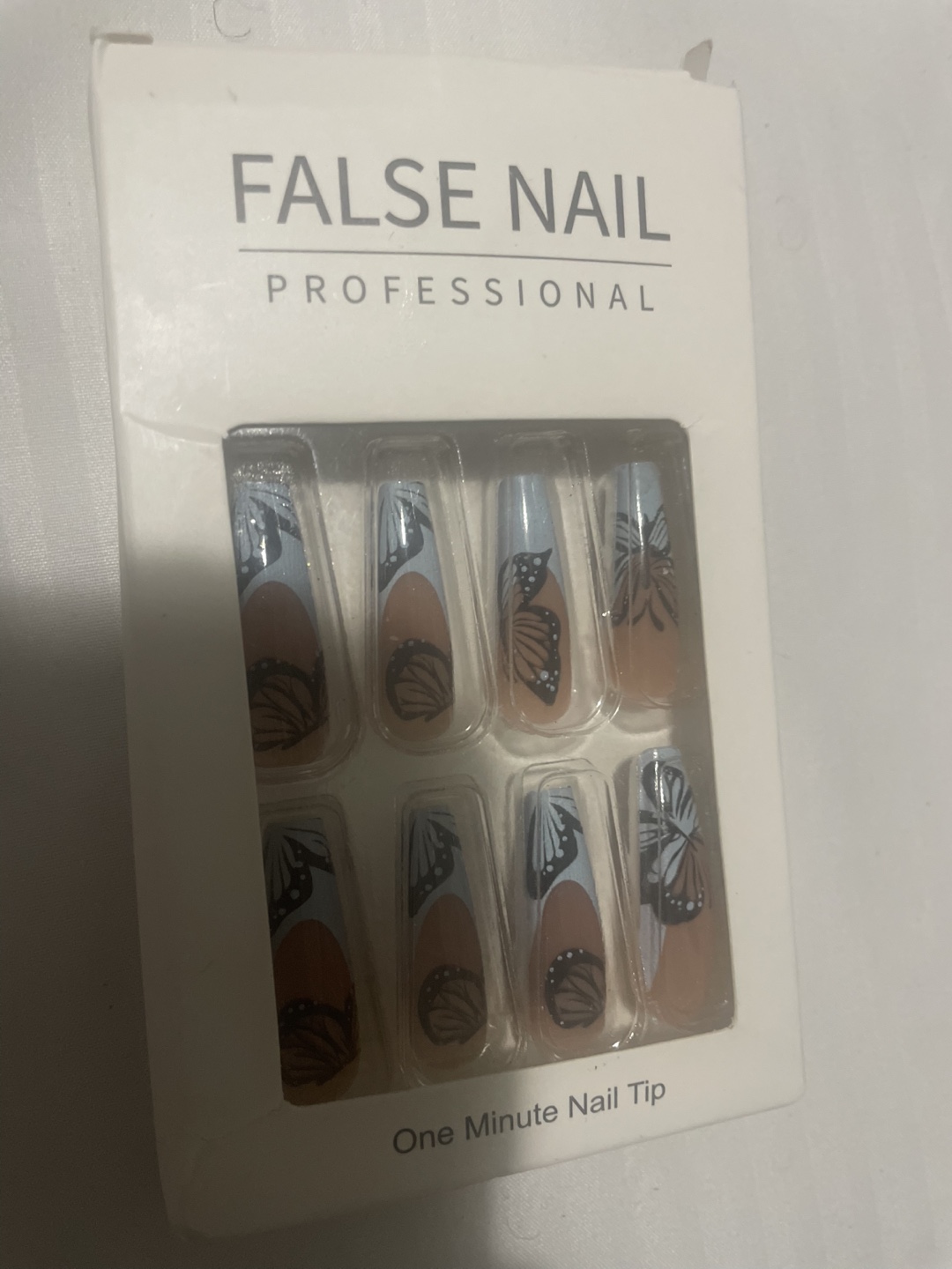 Butterfly Design False Nails - One Minute Application