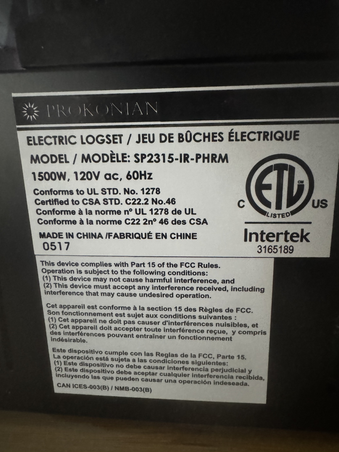 Prokonian Electric Fireplace Log Set with Remote - photo 2
