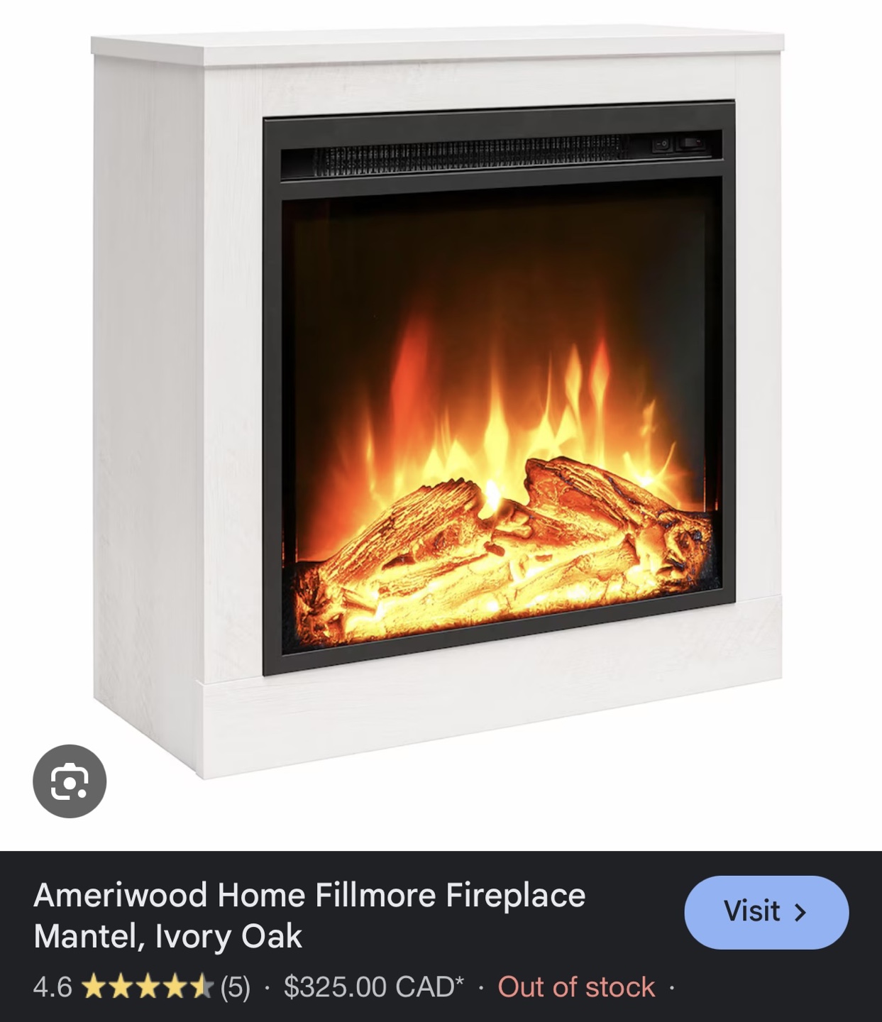 Ameriwood Home Fillmore Fireplace Mantel - Ivory Oak