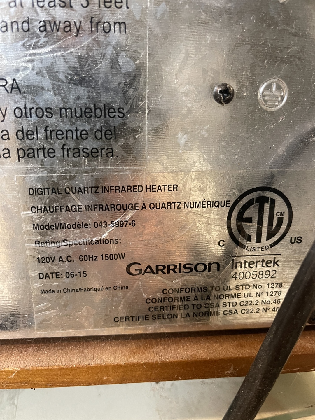 Garrison Digital Quartz Infrared Heater - photo 3