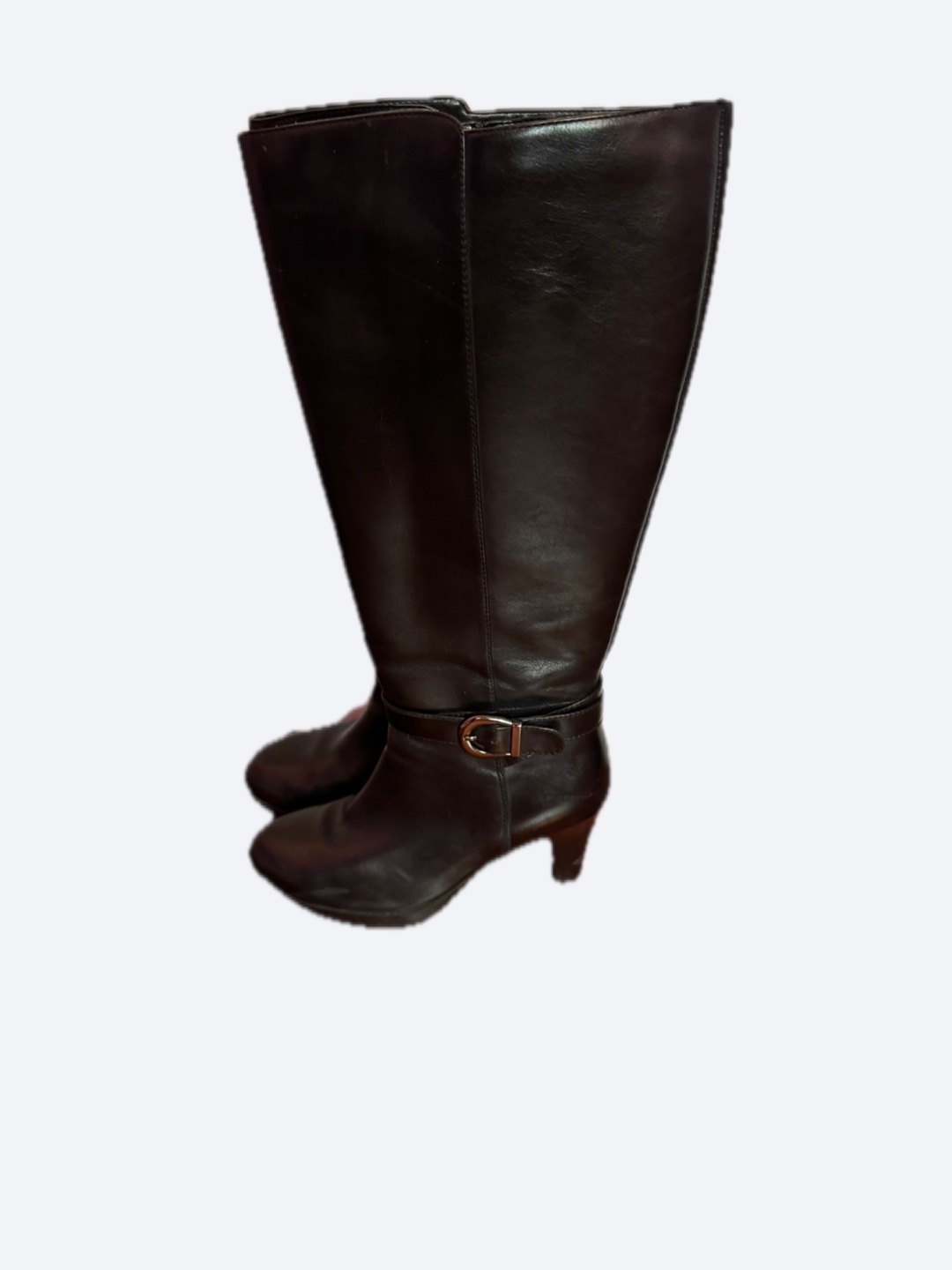 Women's Black Leather Wide Calf Knee-High Boots - Size 6 - photo 3