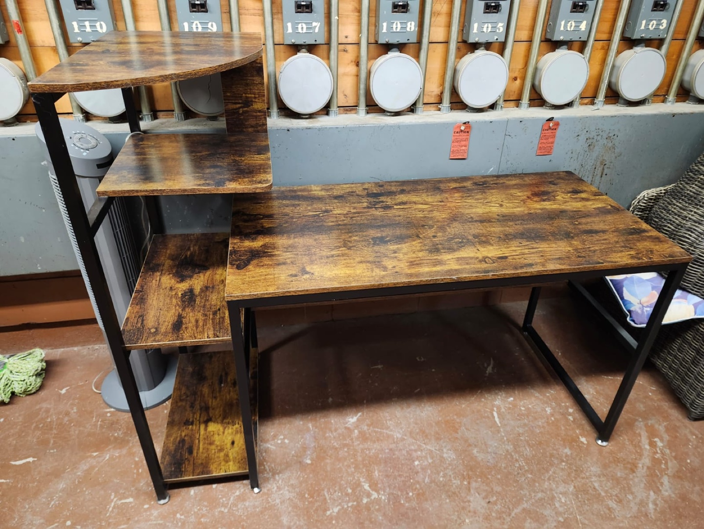 Rustic Brown Computer Desk with Bookshelf - photo 3