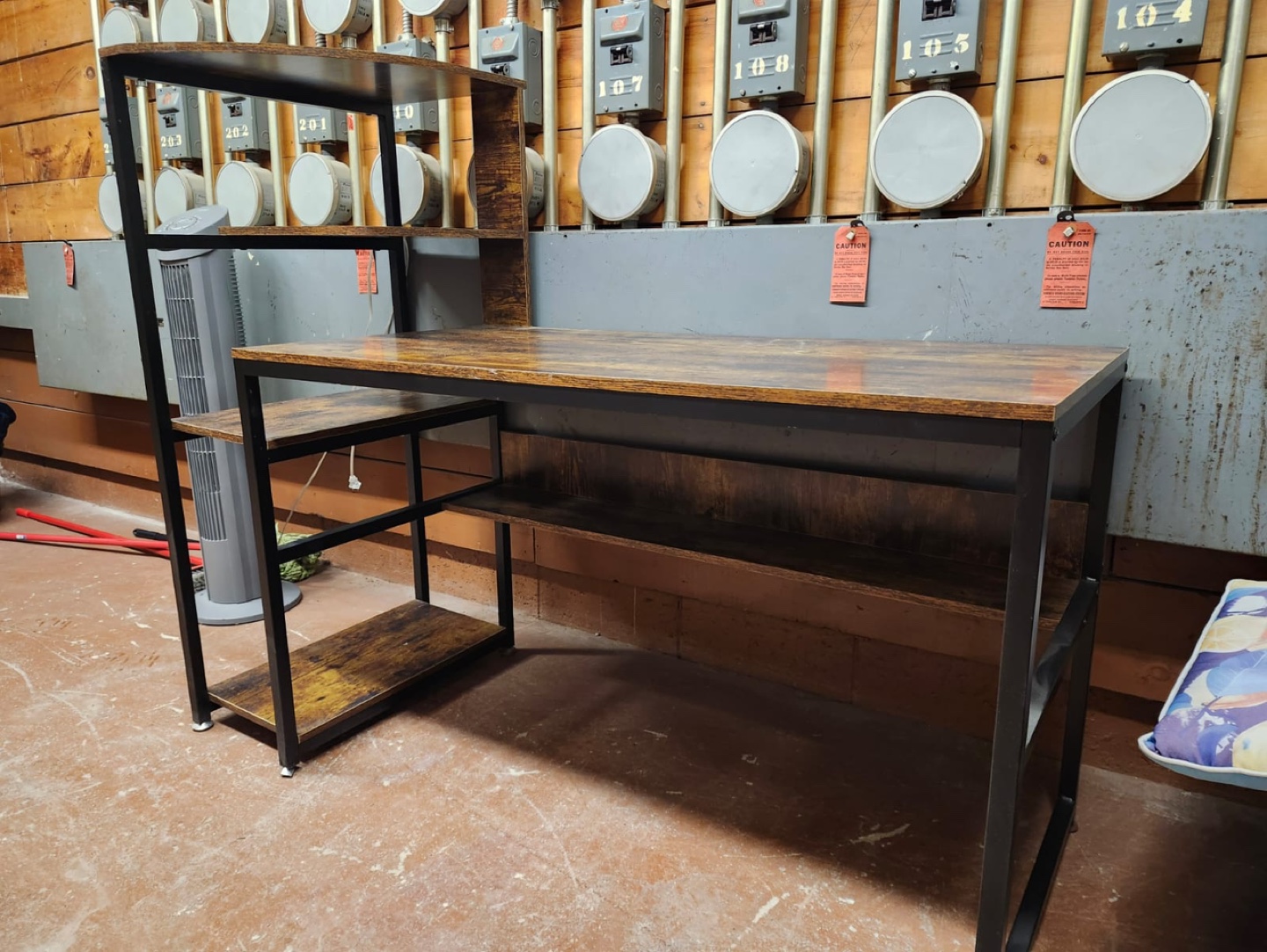 Rustic Brown Computer Desk with Bookshelf - photo 2