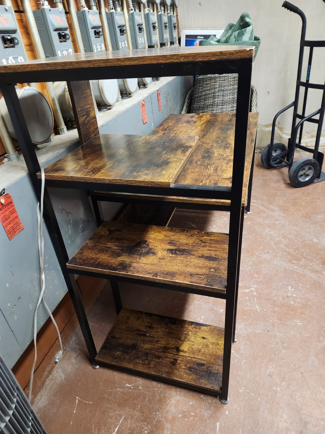 Rustic Brown Computer Desk with Bookshelf