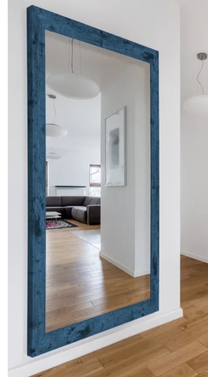 Full Length Mirror with Dark Blue Wooden Frame - photo 3