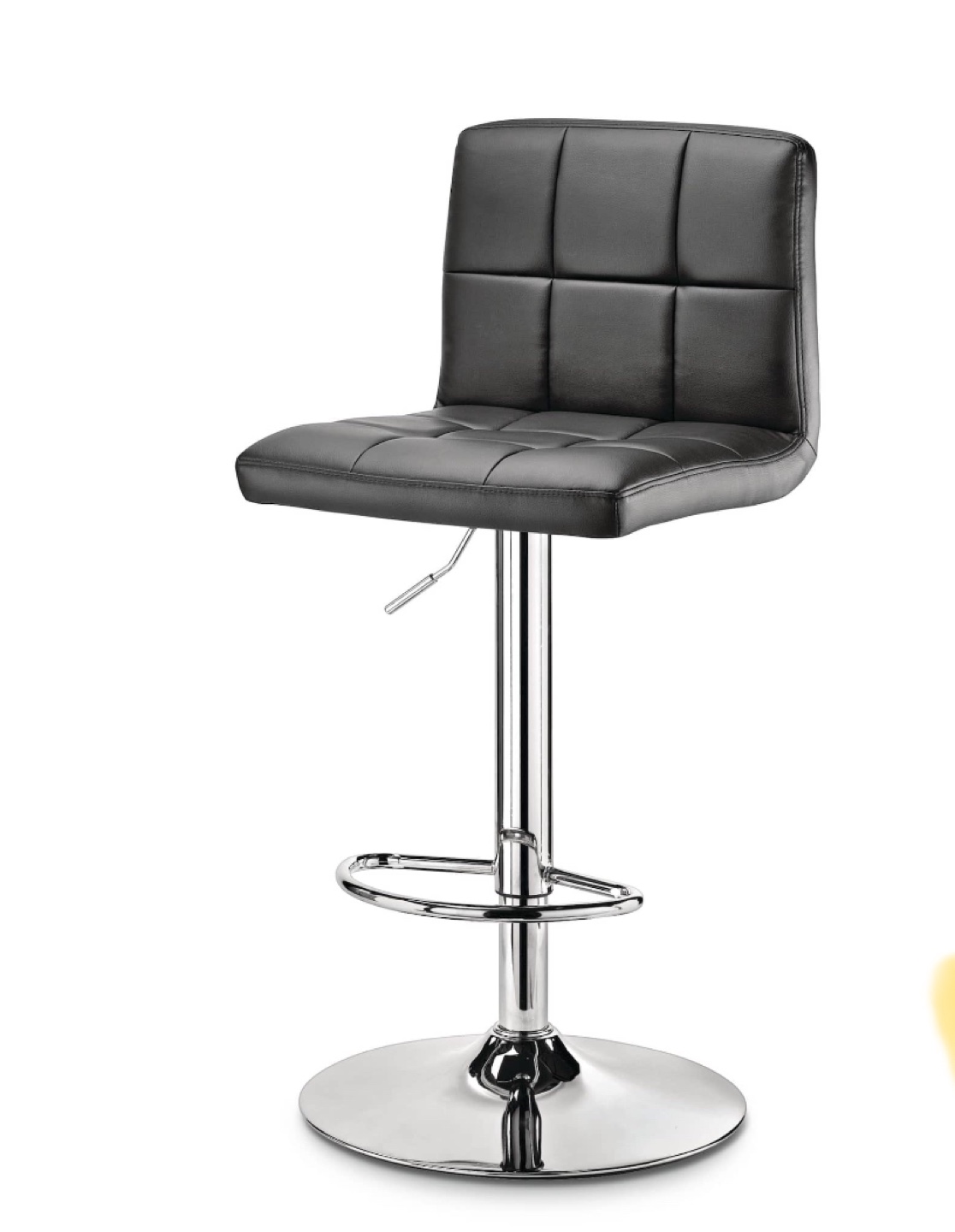 Adjustable Height Bar Stool - Black Faux Leather - photo 3