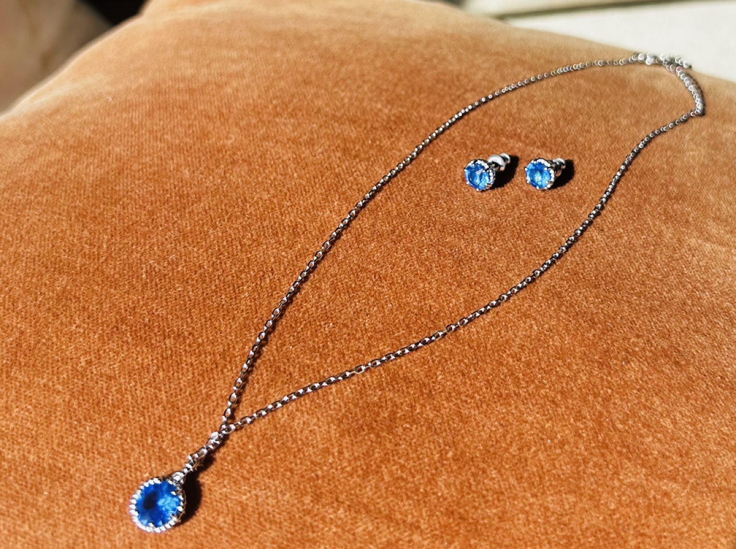 Swarovski Crystal Blue Necklace and Earring Set