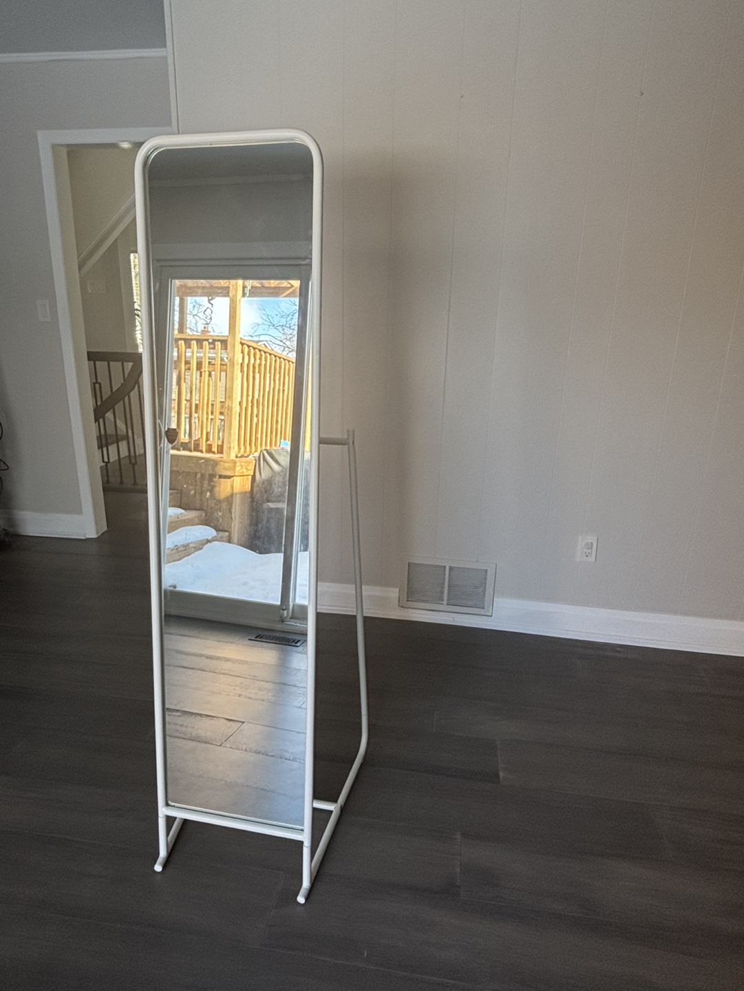 IKEA- White Full-Length Freestanding Mirror with Clothes Rack