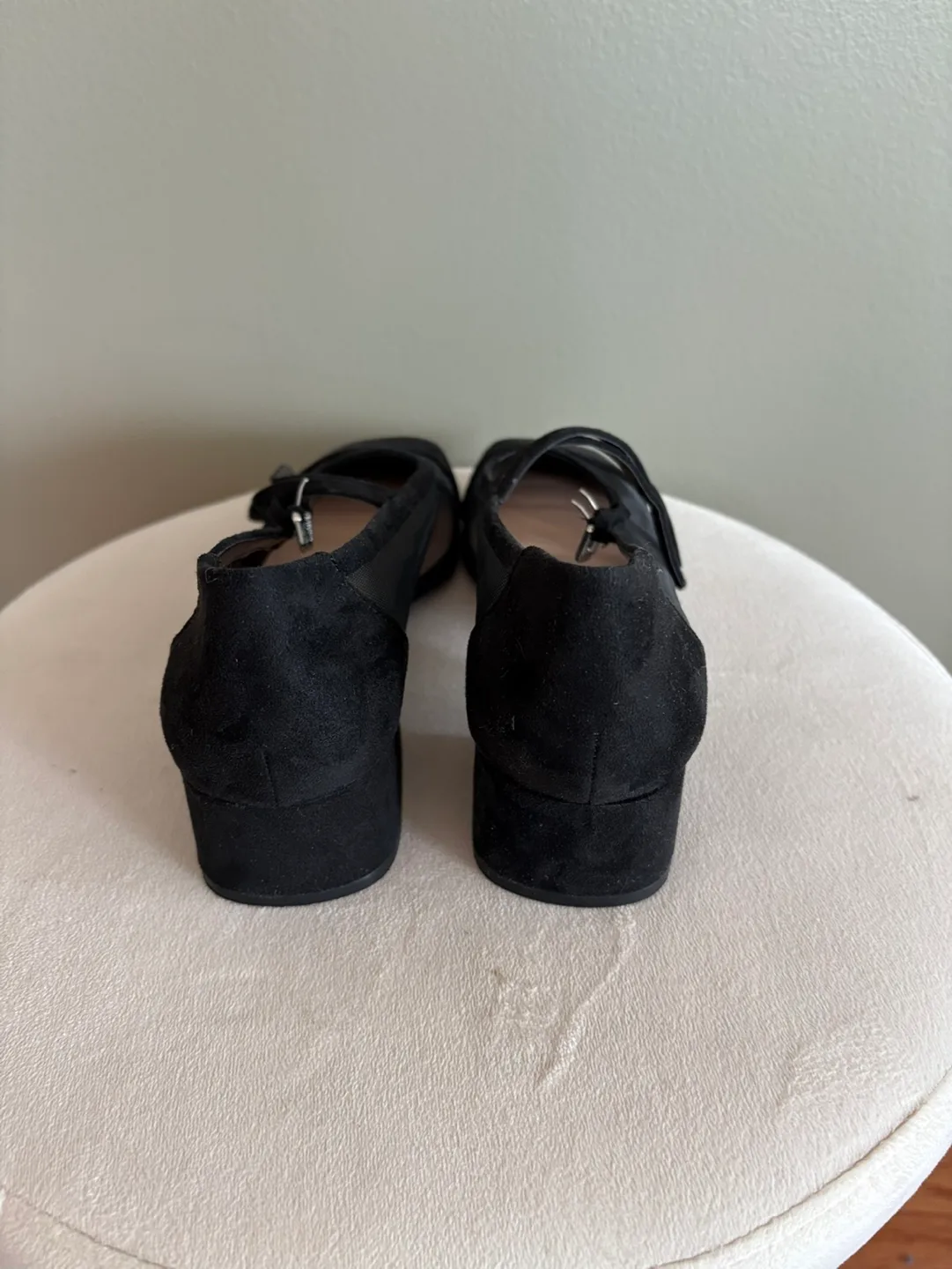 Zara Black Suede and Mesh Block Heel Shoes - Size 37 image indicator(4)