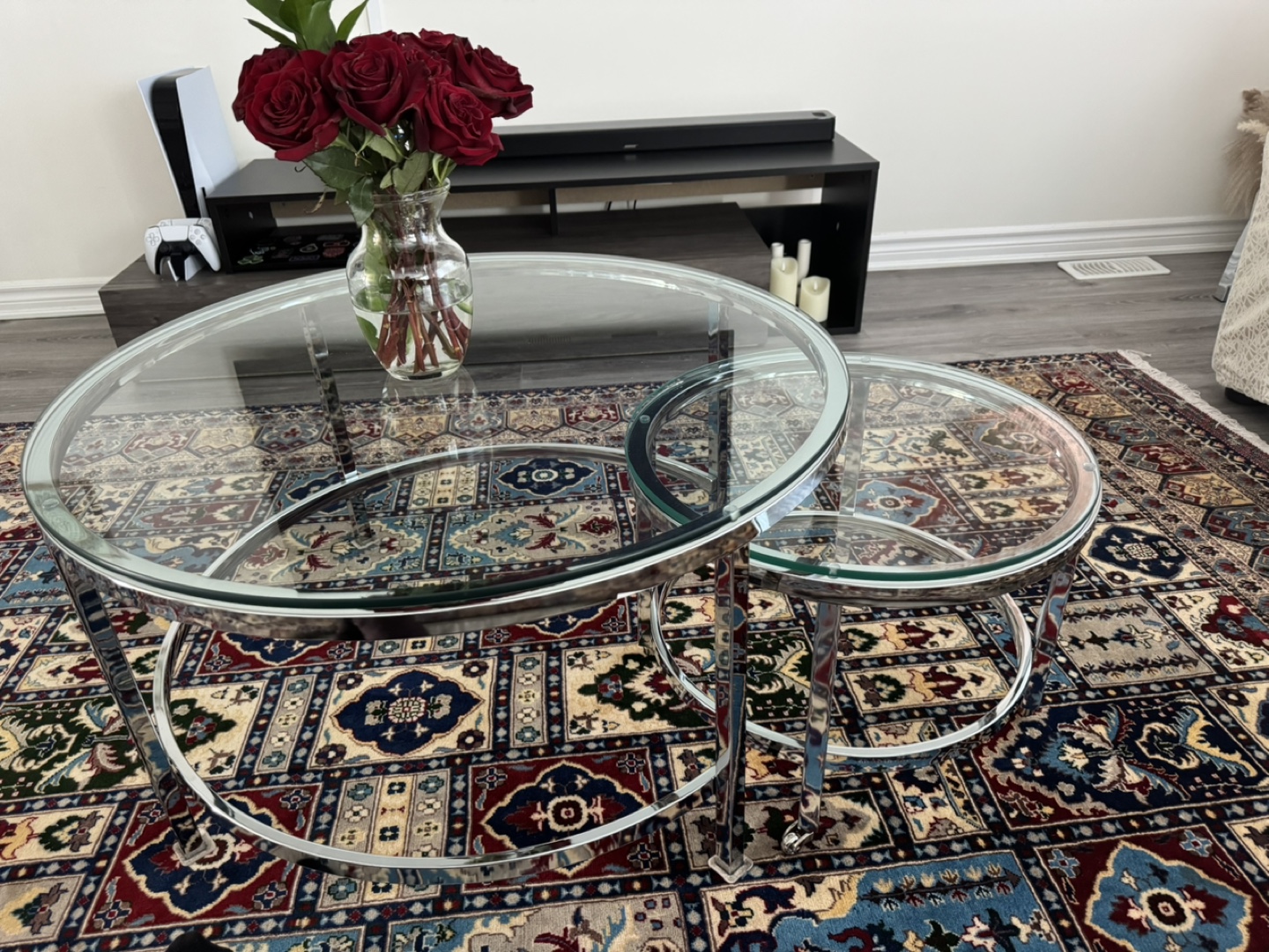 Glass & Chrome Two-Tier Coffee Table Set - photo 2
