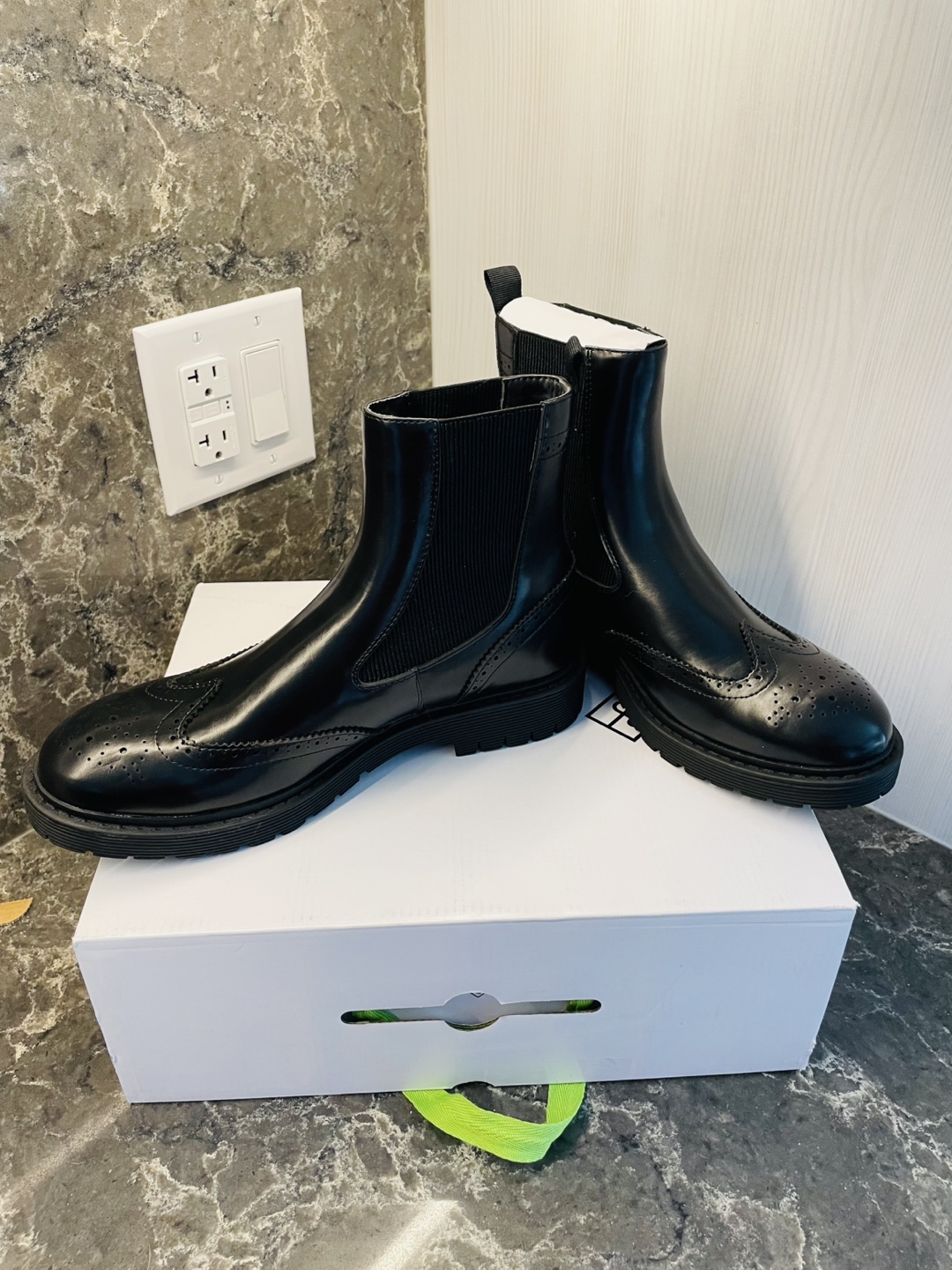 Mens Faux Black Leather Boots - Size 9 US - photo 2
