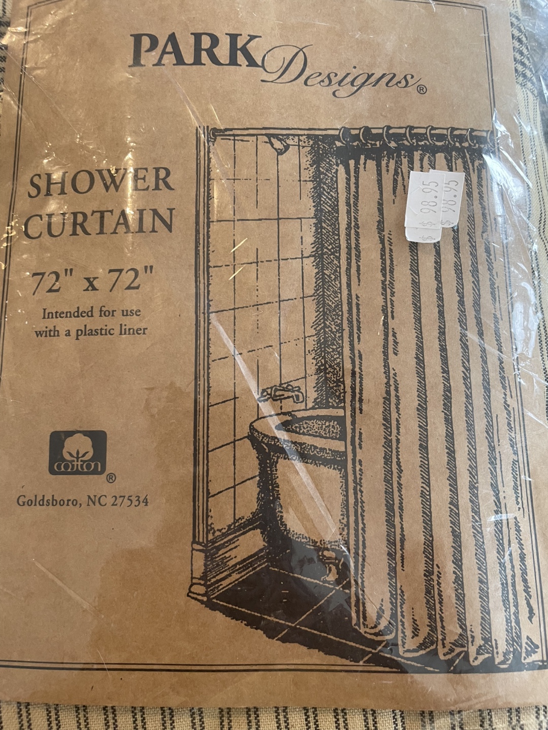 Park Designs Shower Curtain, 72" x 72", Black and Beige Stars - photo 2