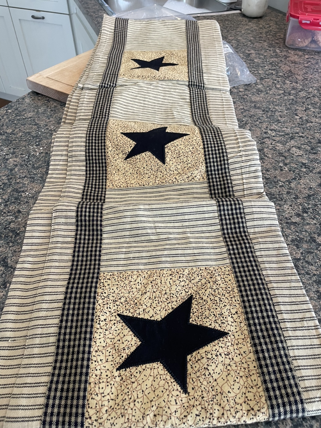 Park Designs Shower Curtain, 72" x 72", Black and Beige Stars