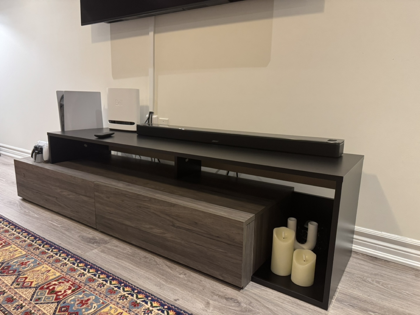 70" Inch Modern TV Stand with Two Drawers - photo 2