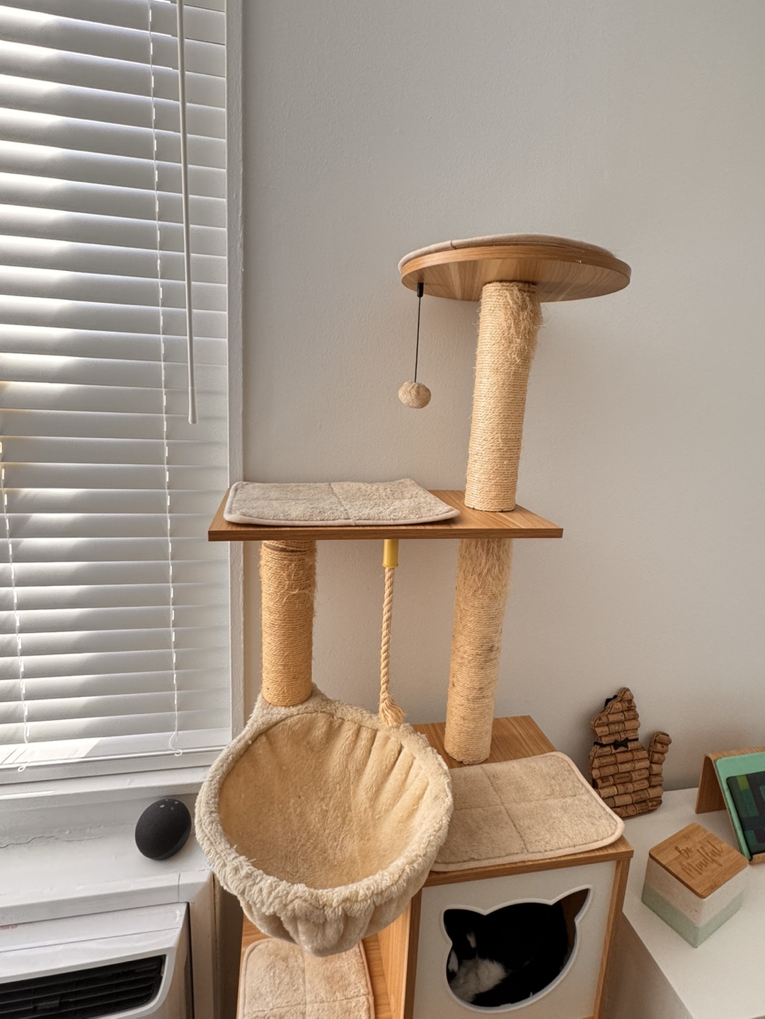 Cat Tree Condo - Beige and Natural Wood - photo 2