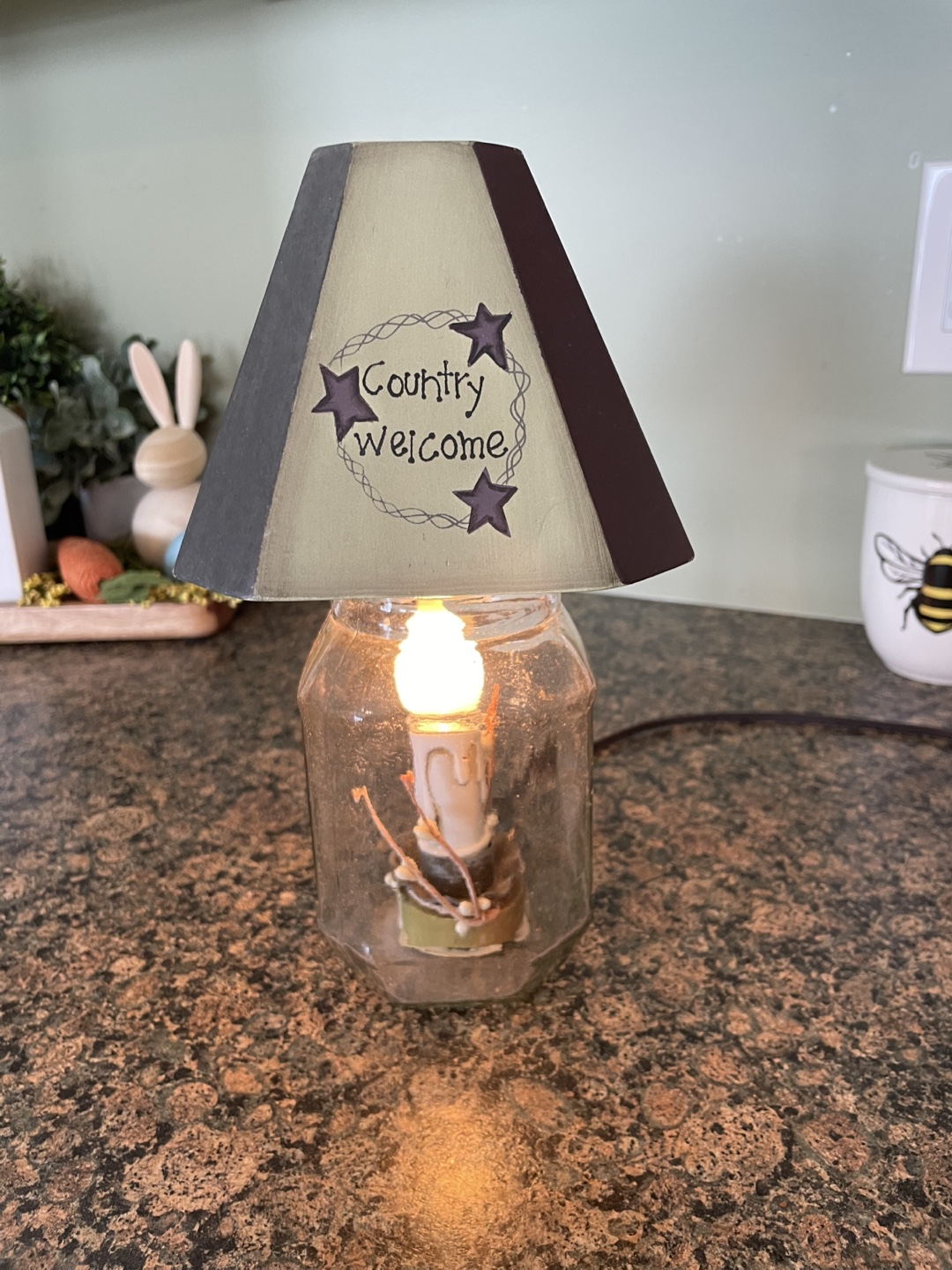 Country Welcome Jar Lamp