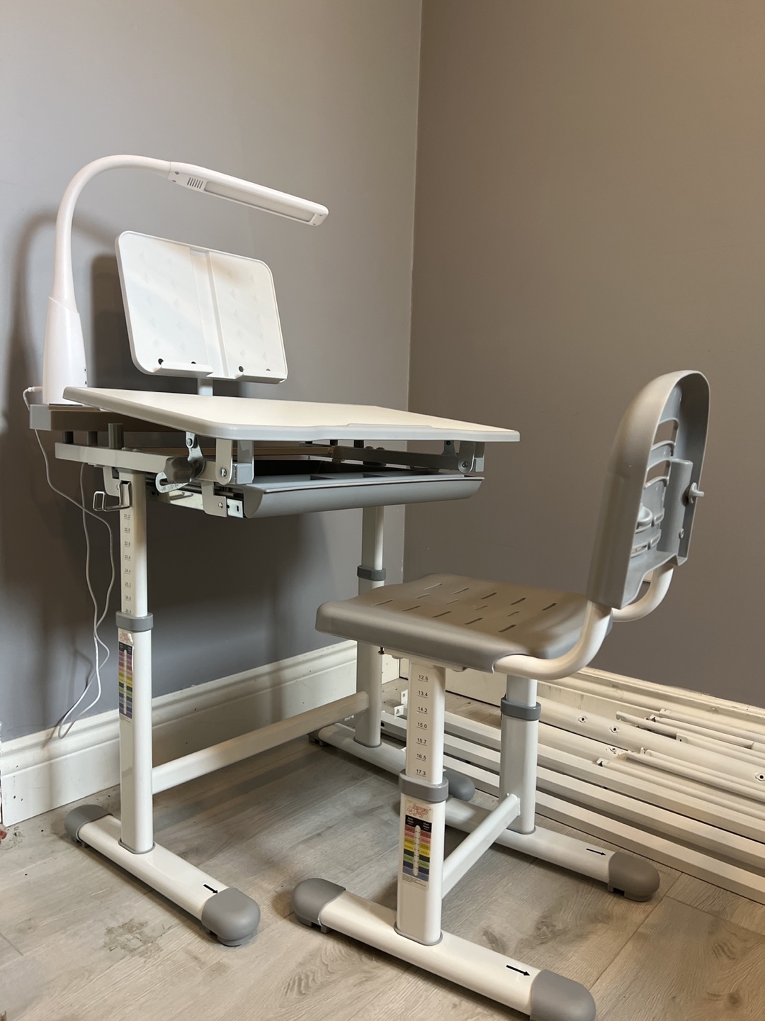 Adjustable Children's Study Desk and Chair Set with LED Lamp
