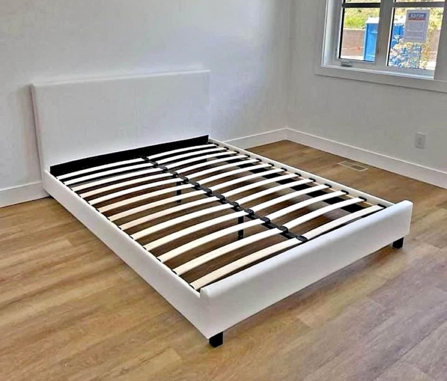 White Upholstered Full Size Bed Frame