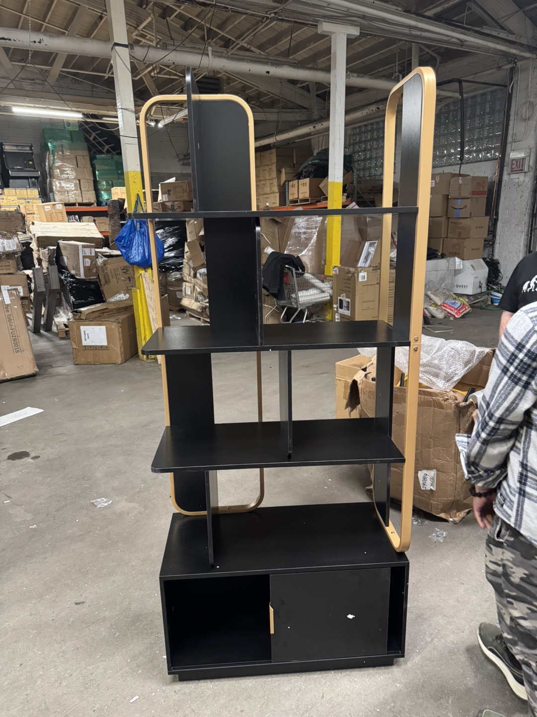 Modern Black and Gold Room Divider/Shelving Unit