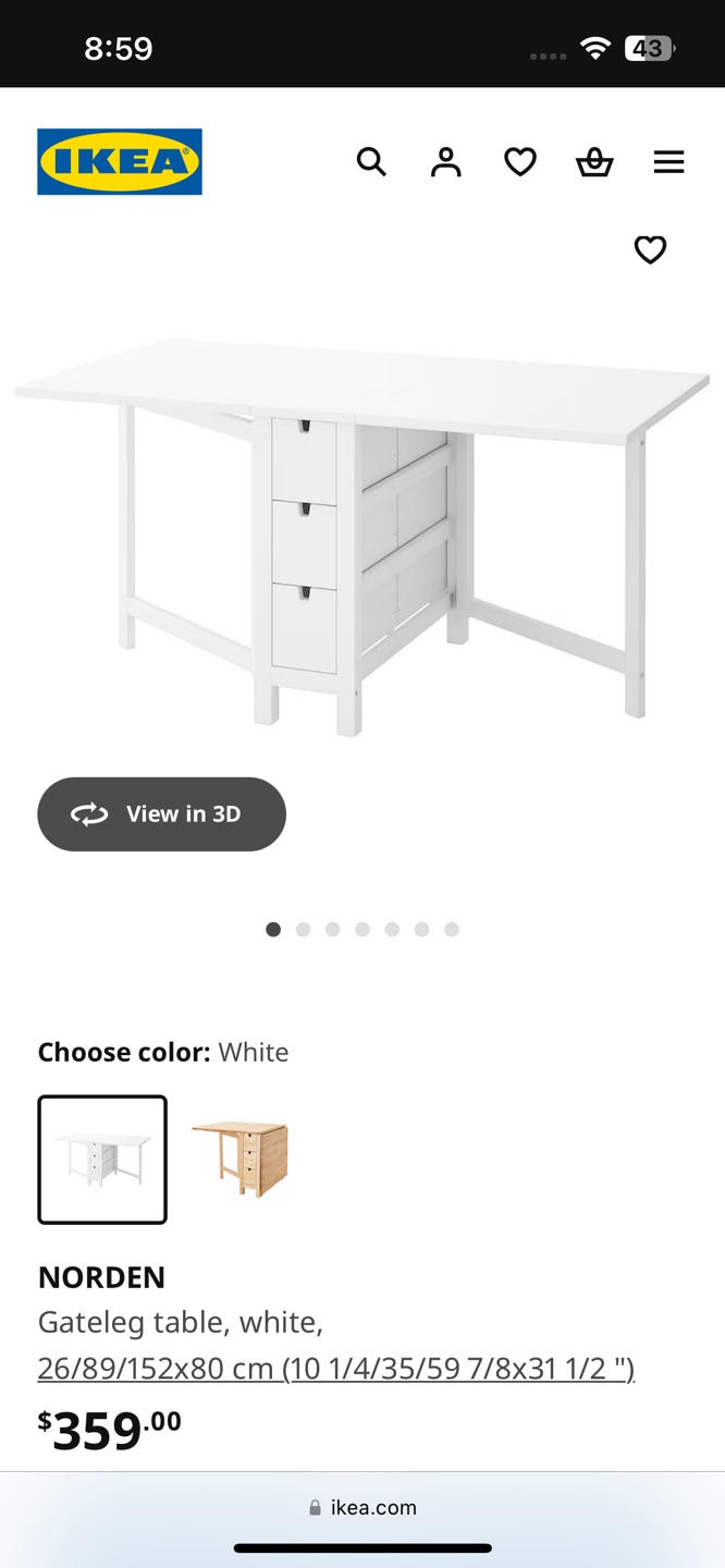 IKEA NORDEN White Gateleg Table