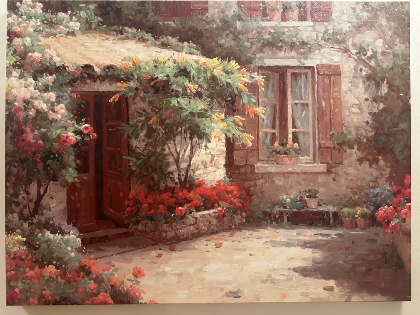 Large Canvas Wall Art - Mediterranean Courtyard Scene