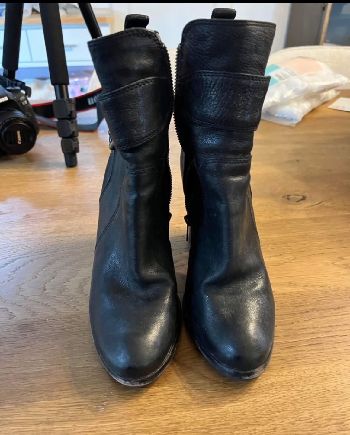 Frye Black Leather Buckle Ankle Boots - photo 2