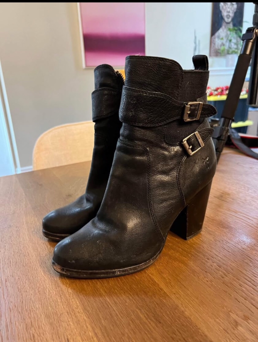 Frye Black Leather Buckle Ankle Boots - photo 3