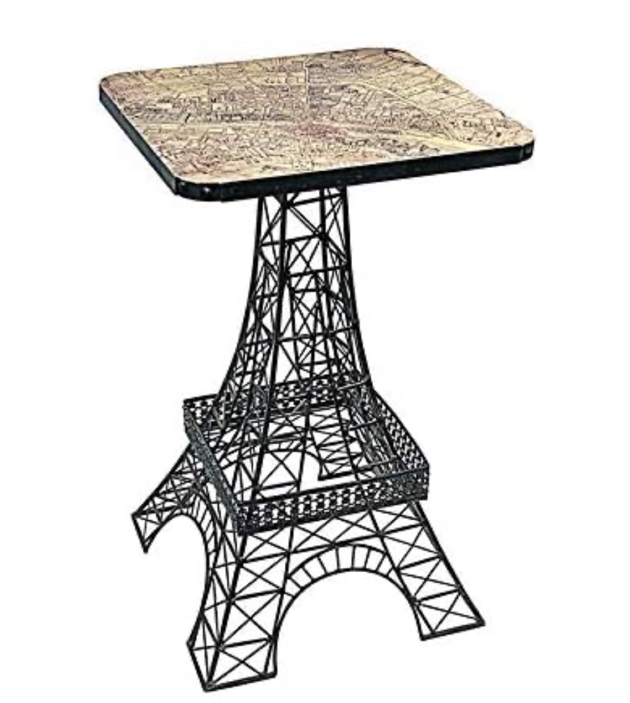 26 inch Eiffel Tower Accent Table Paris Map Top (Brand New)