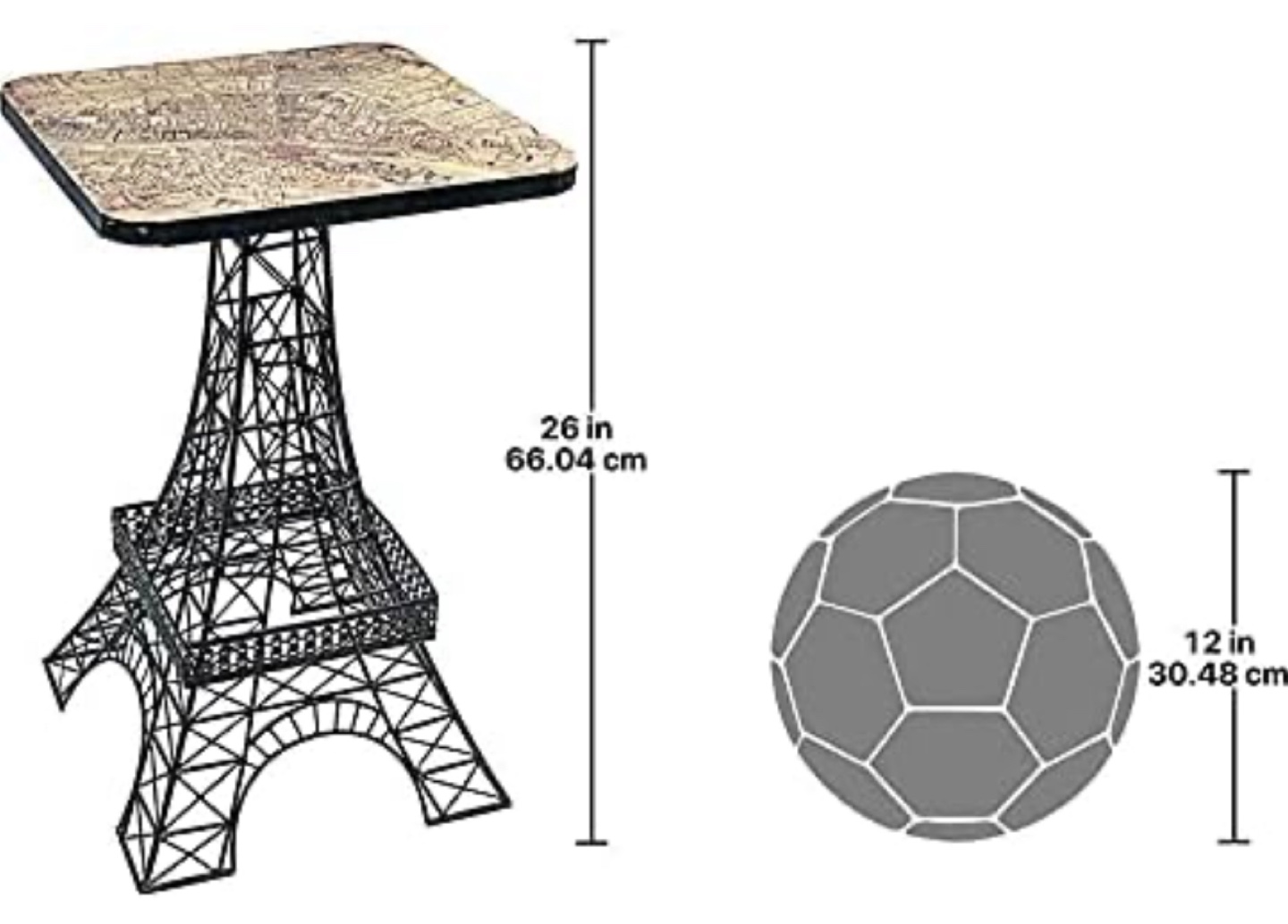 26 inch Eiffel Tower Accent Table Paris Map Top (Brand New) - photo 3