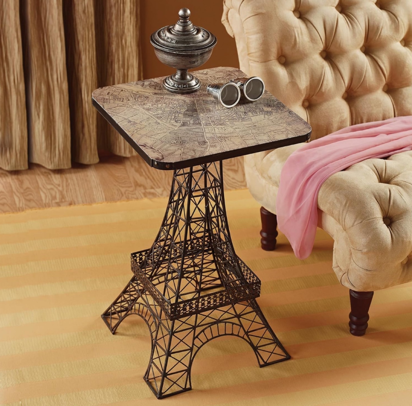 26 inch Eiffel Tower Accent Table Paris Map Top (Brand New) - photo 2