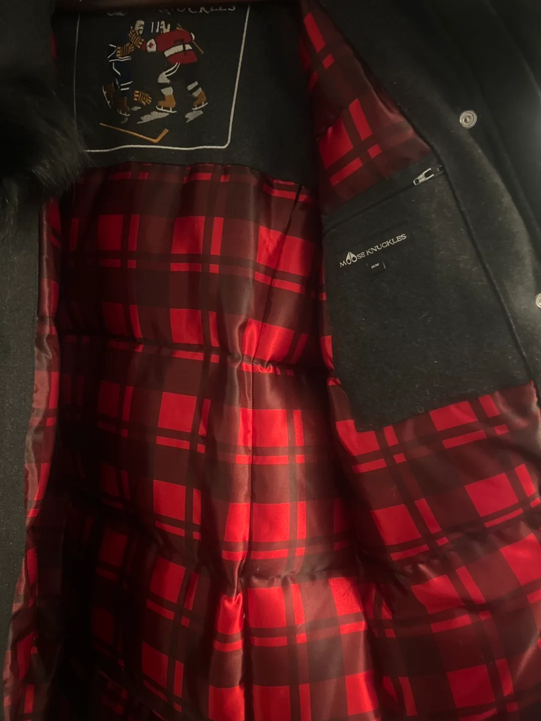 Moose Knuckles Black Wool Coat with Fur Trim image indicator(4)