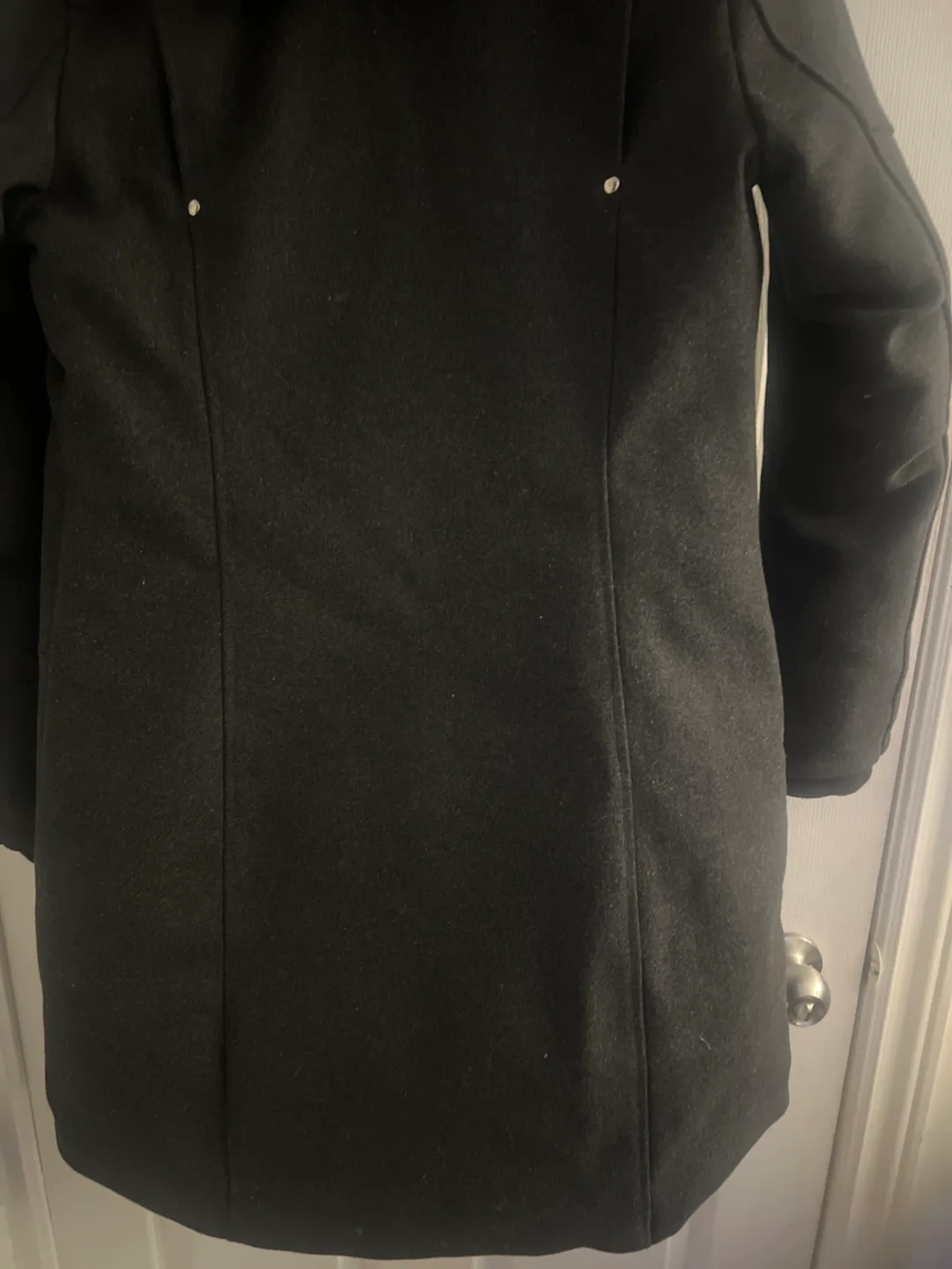 Moose Knuckles Black Wool Coat with Fur Trim image indicator(6)
