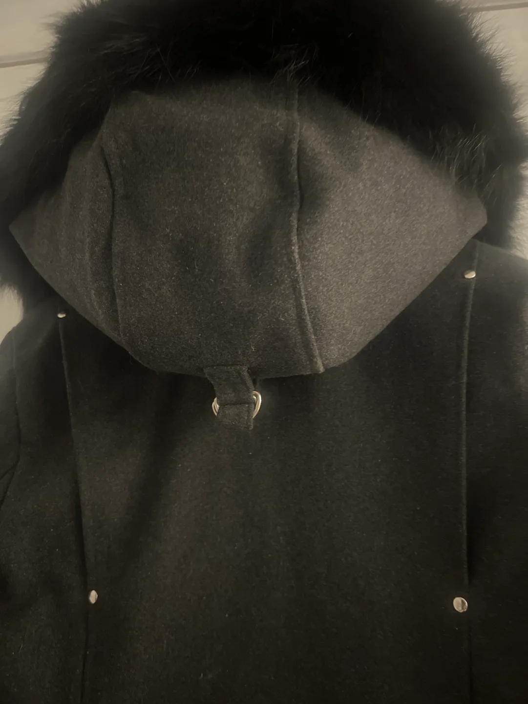 Moose Knuckles Black Wool Coat with Fur Trim image indicator(5)