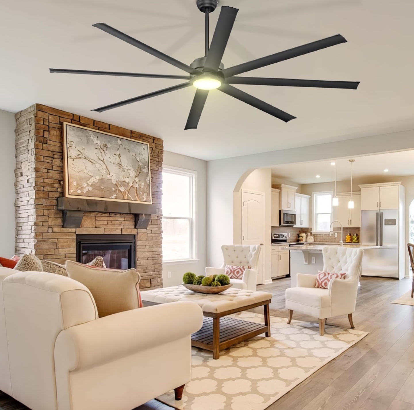 84" Black 6-Blade Ceiling Fan with Remote (Brand New)