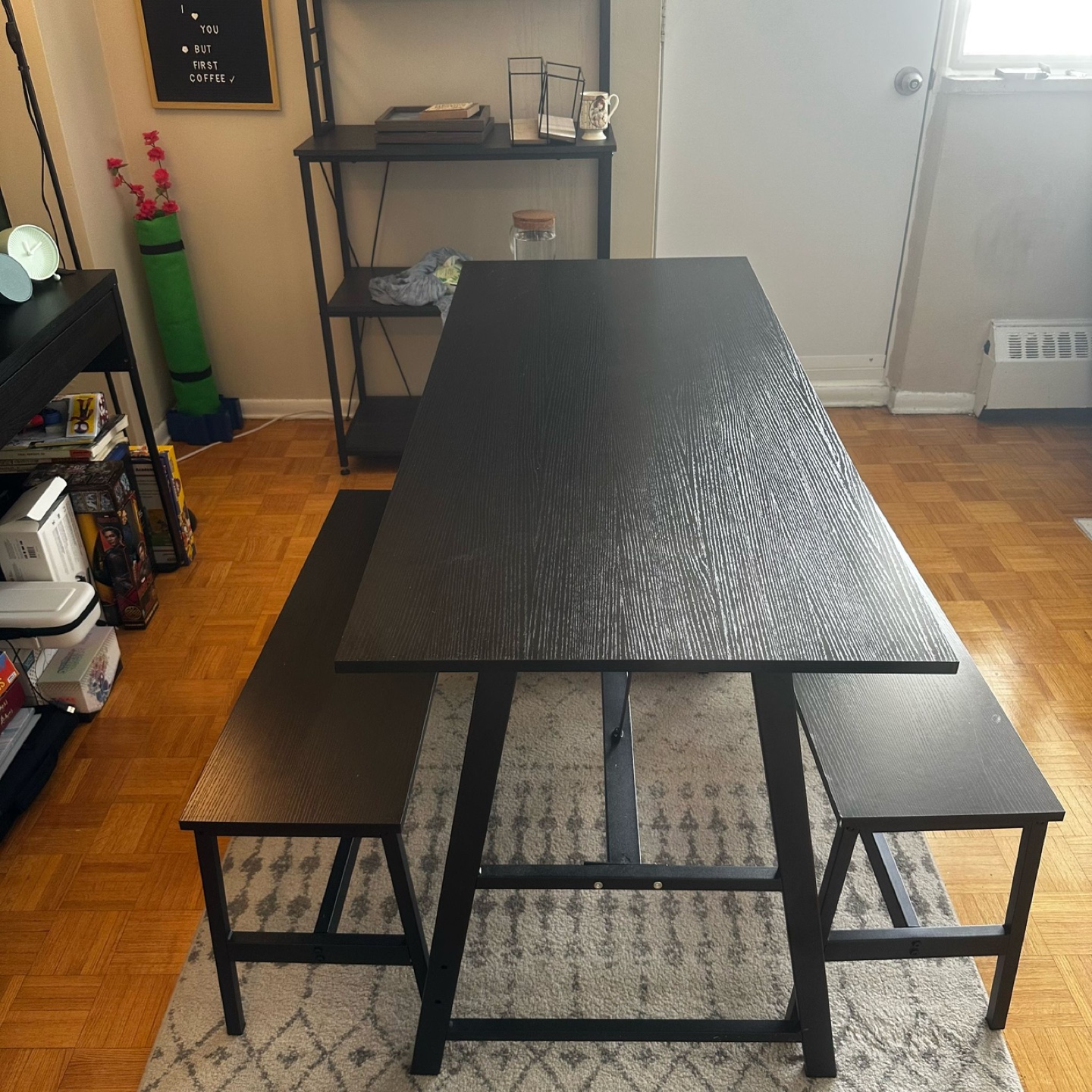 Black Kitchen Table Set with Benches - photo 2