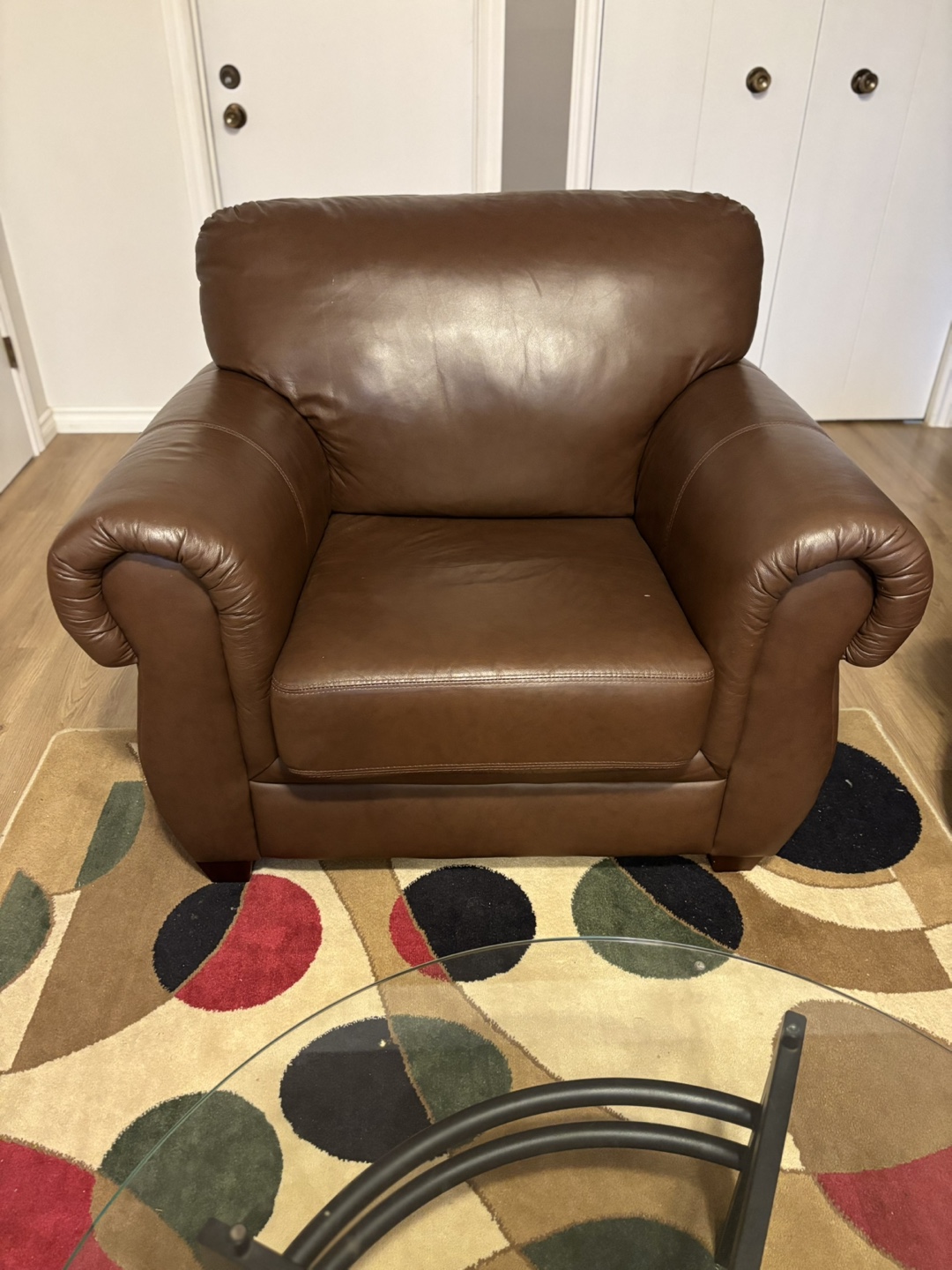 3 - Piece Genuine Leather Living Room Set in Brown - photo 3