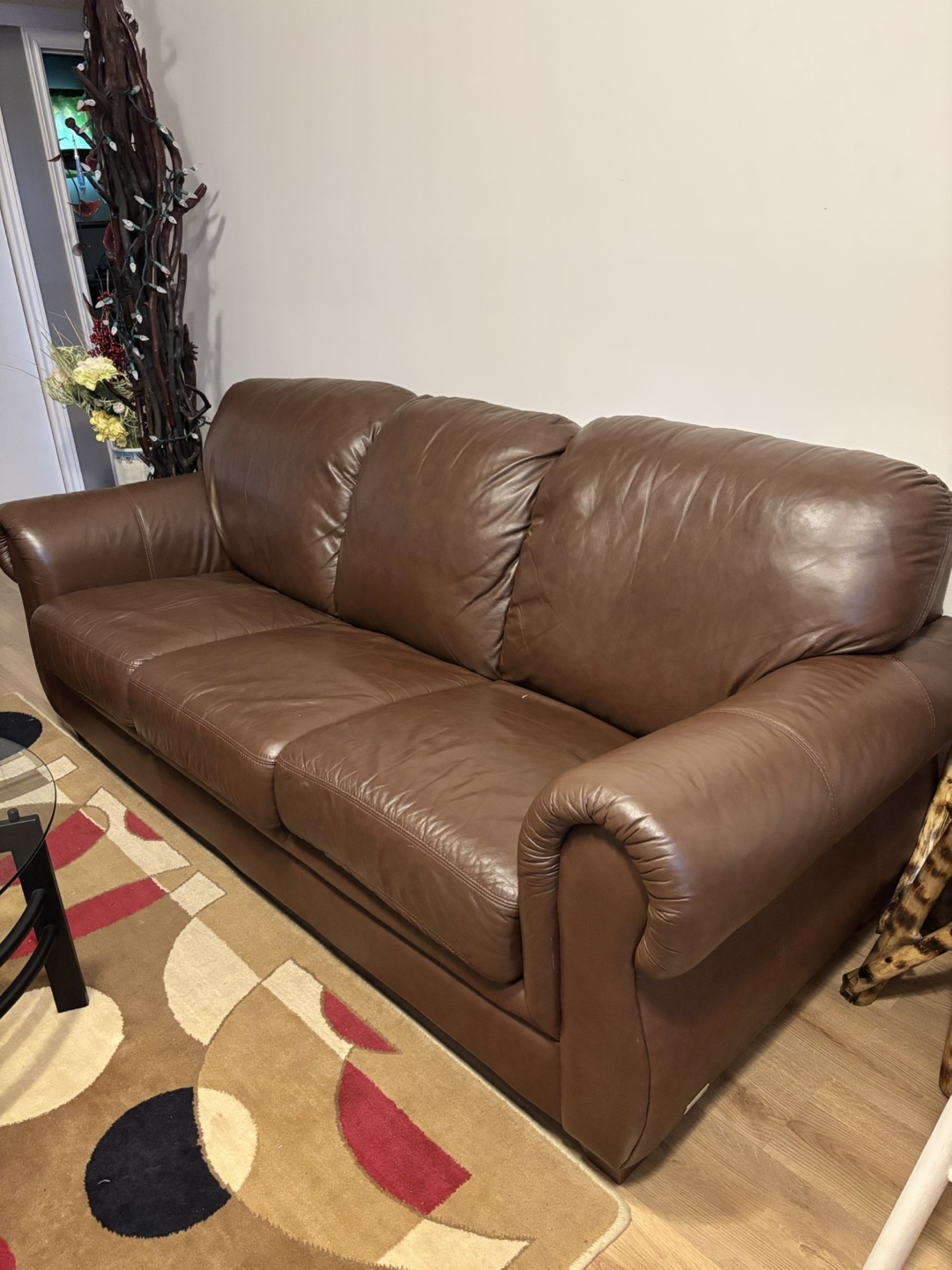 3 - Piece Genuine Leather Living Room Set in Brown - photo 2