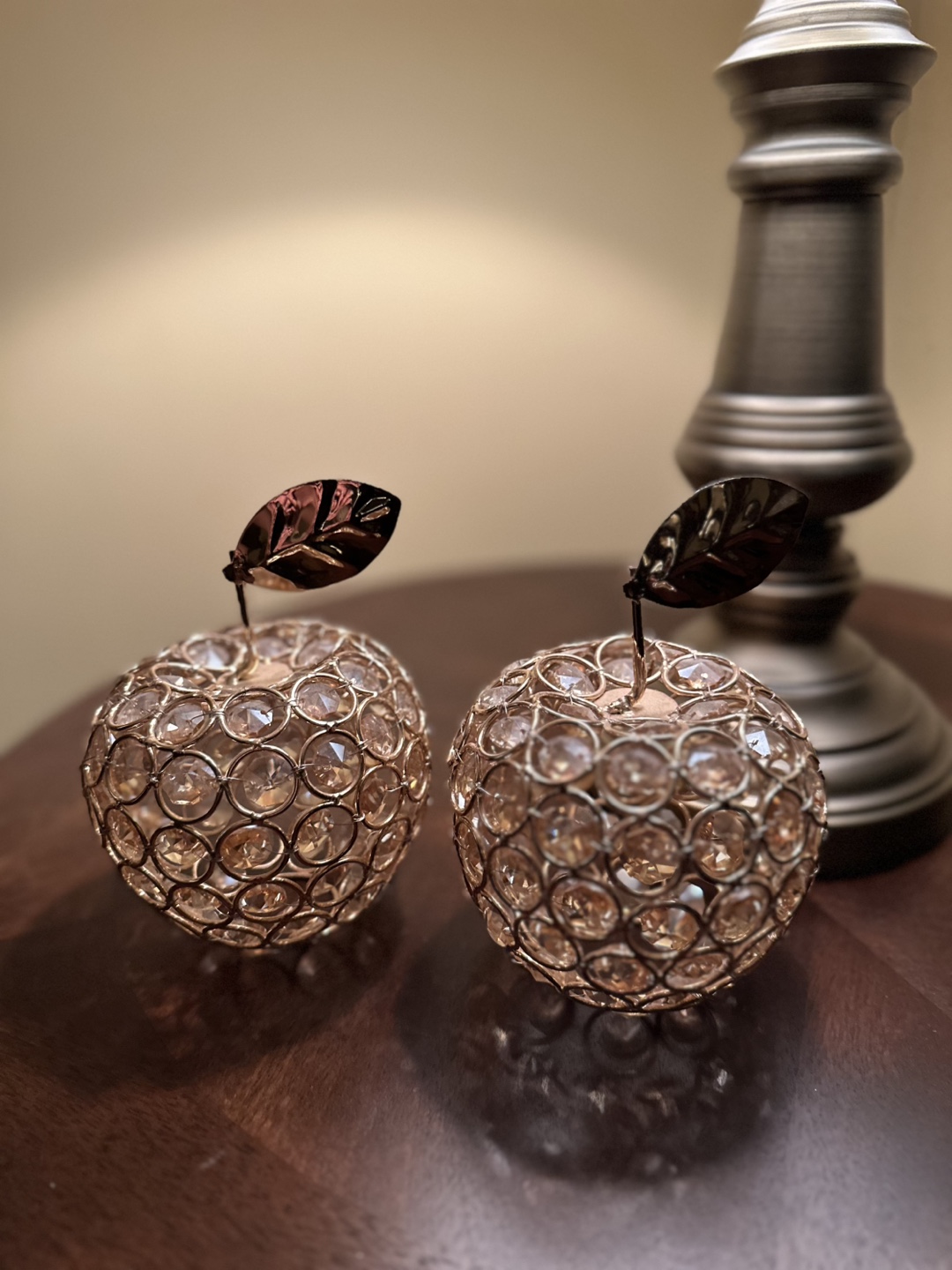 Pair of Crystal Apple Candle Holders