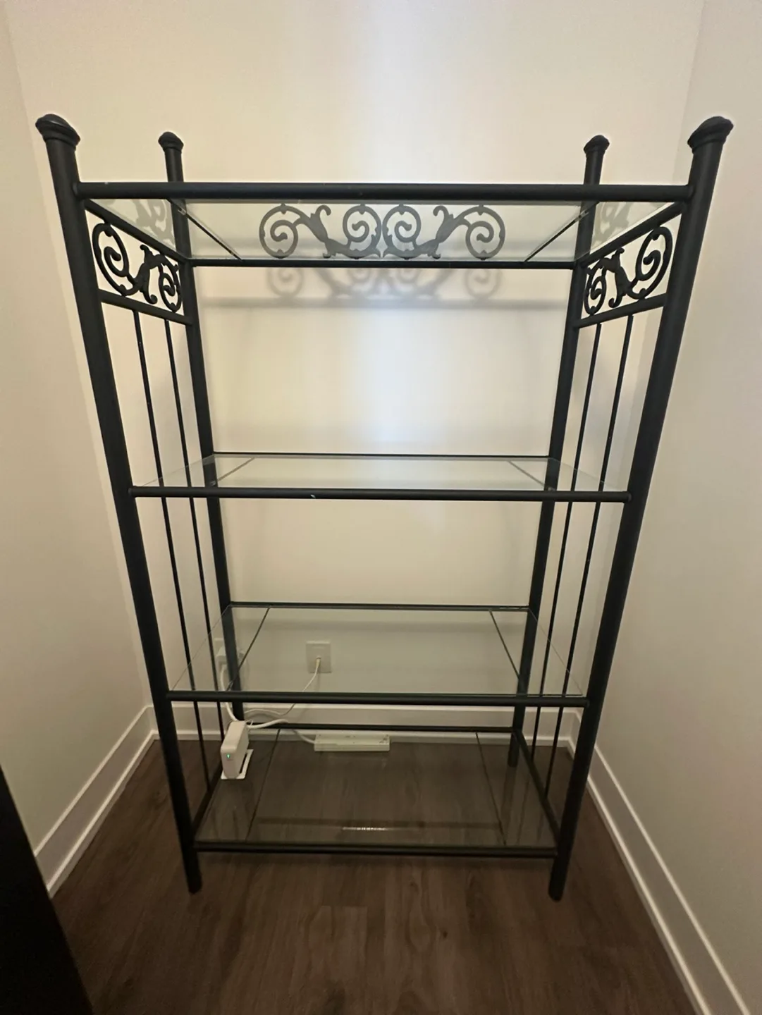 Black Metal and Glass 4-Shelf Unit image indicator(3)