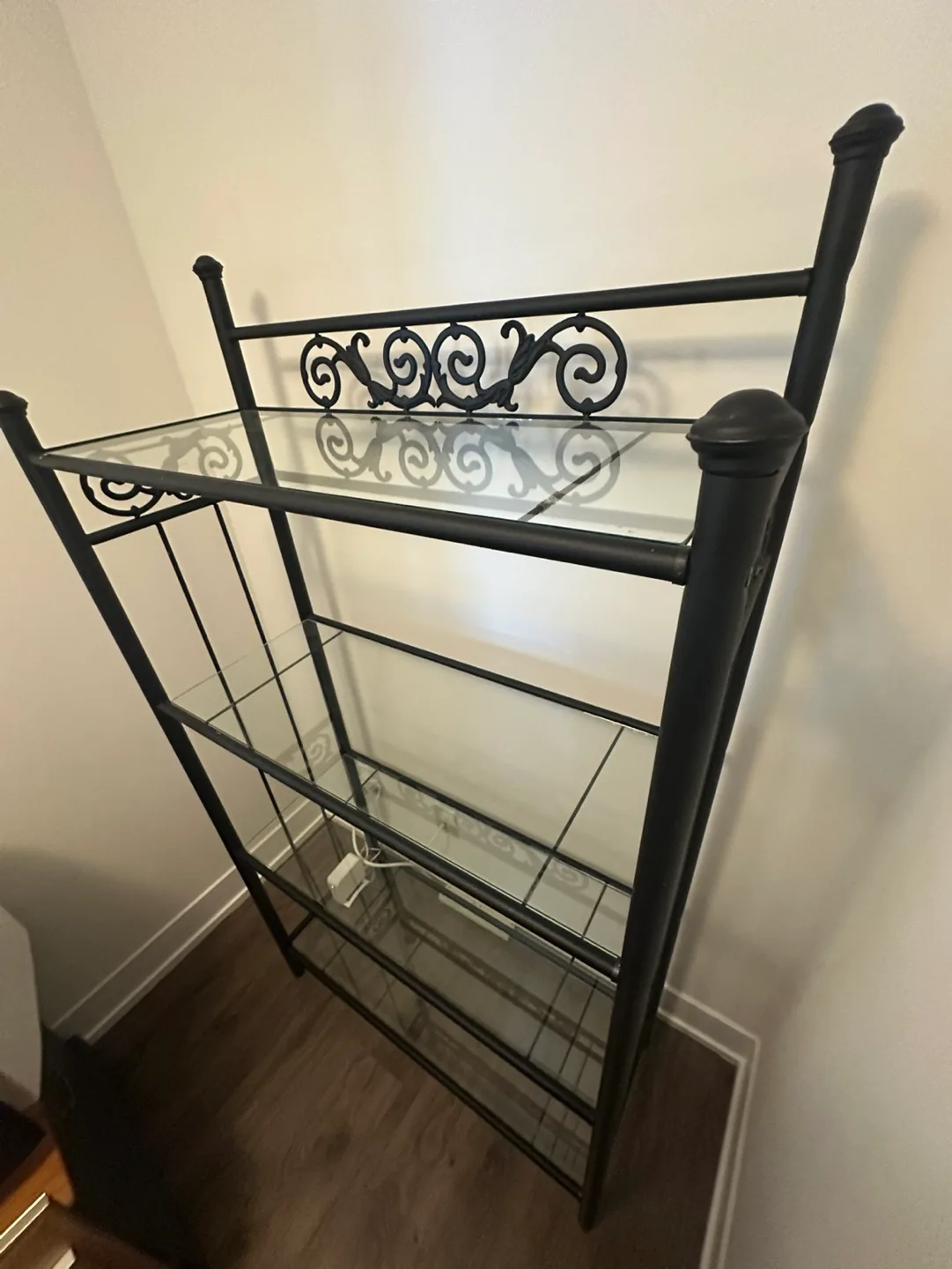 Black Metal and Glass 4-Shelf Unit image indicator(2)