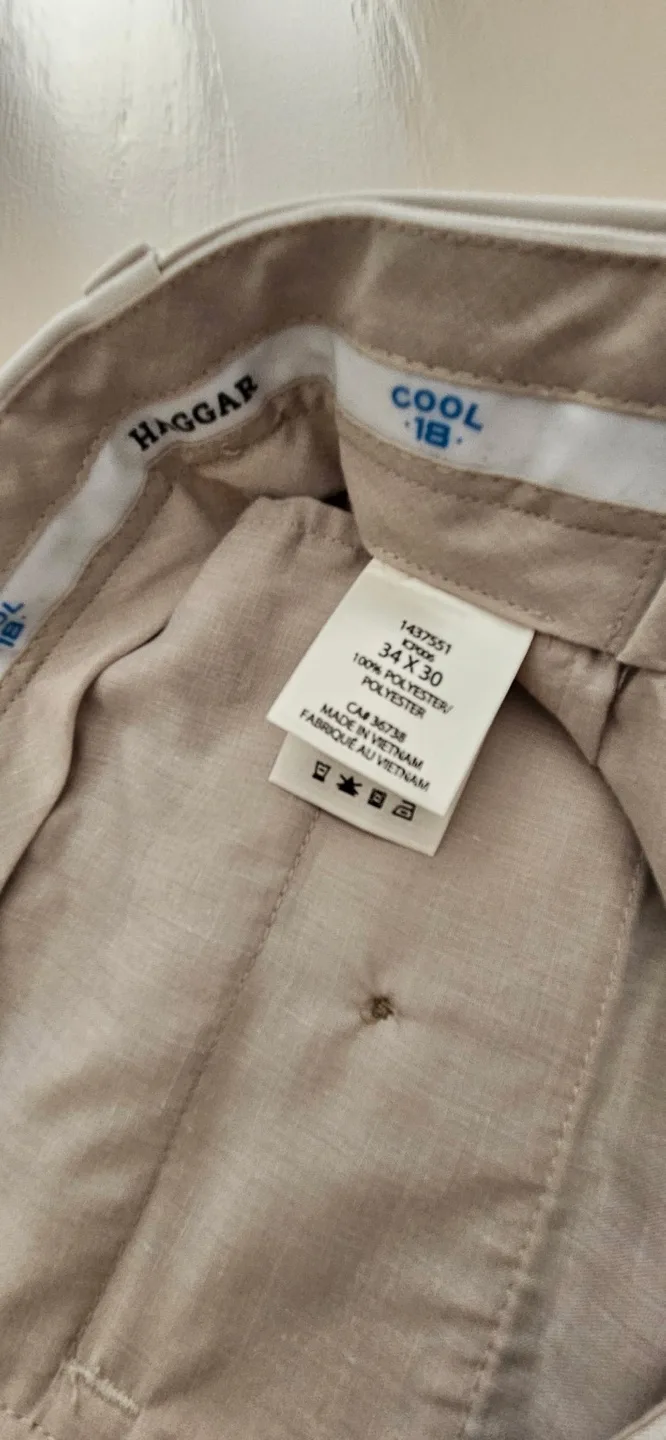 Haggar Cool 18 Men's Khaki Pants - Size 34x30 image indicator(3)