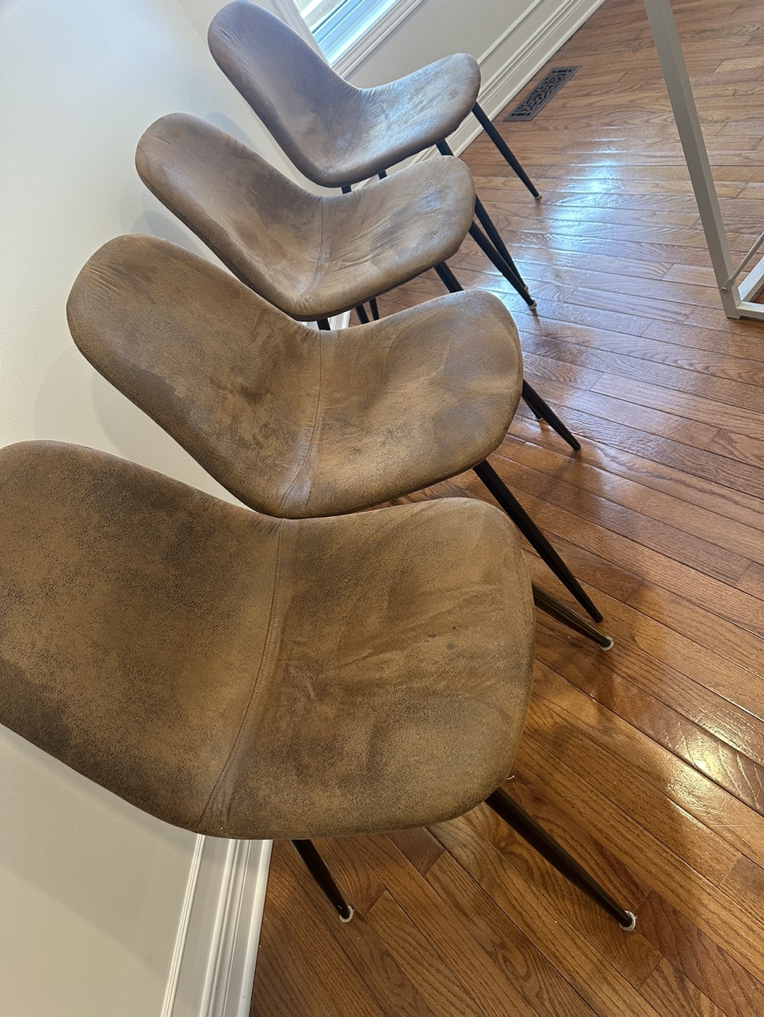 Set of Four Brown Dining Chairs